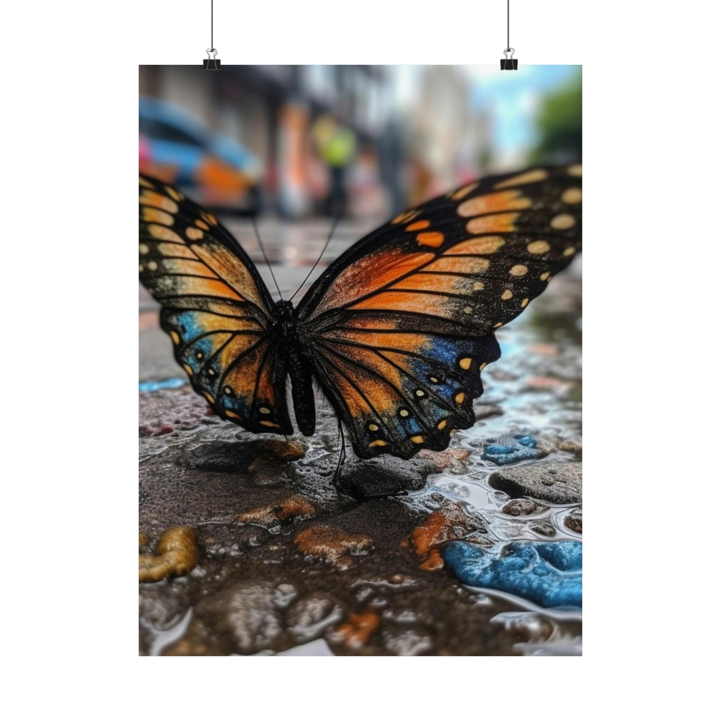 Premium Matte Vertical Posters Water Butterfly Street 4