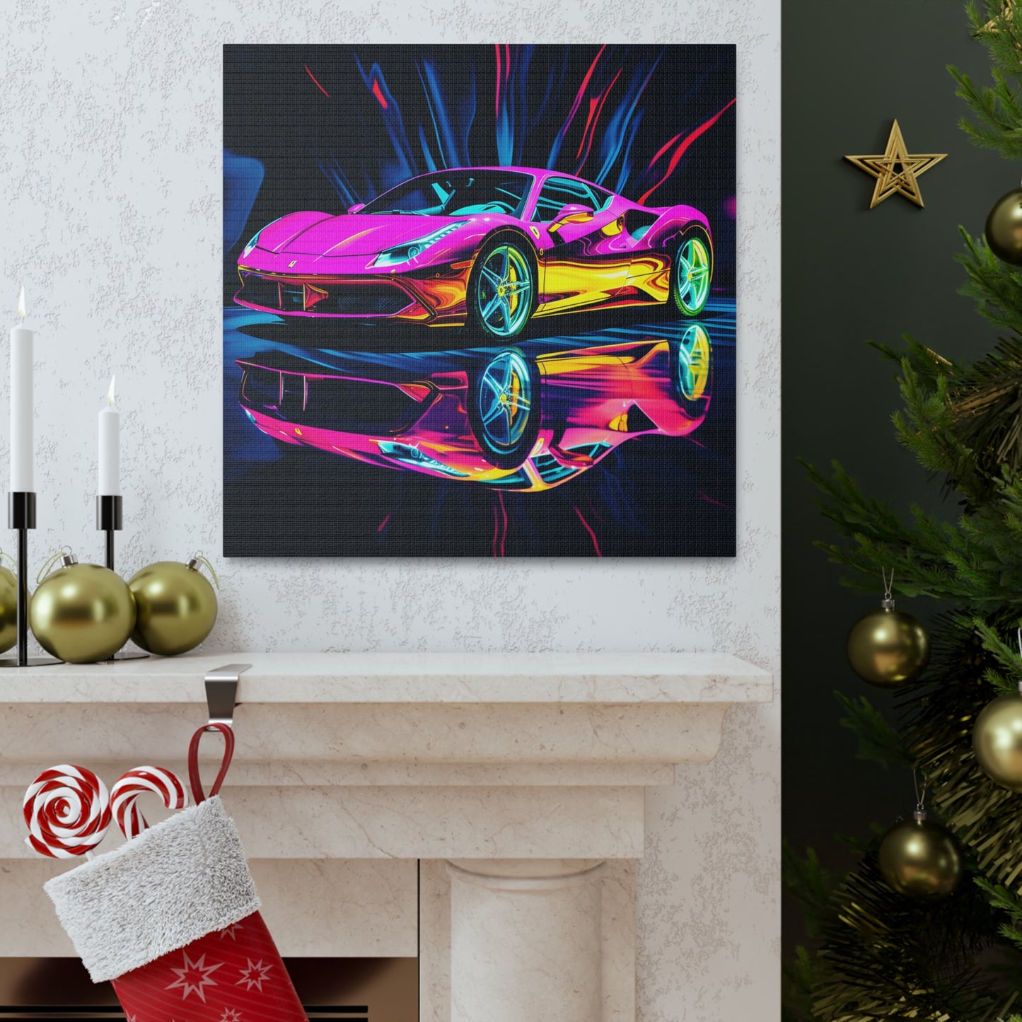 Canvas Gallery Wraps Pink Macro Ferrari 3