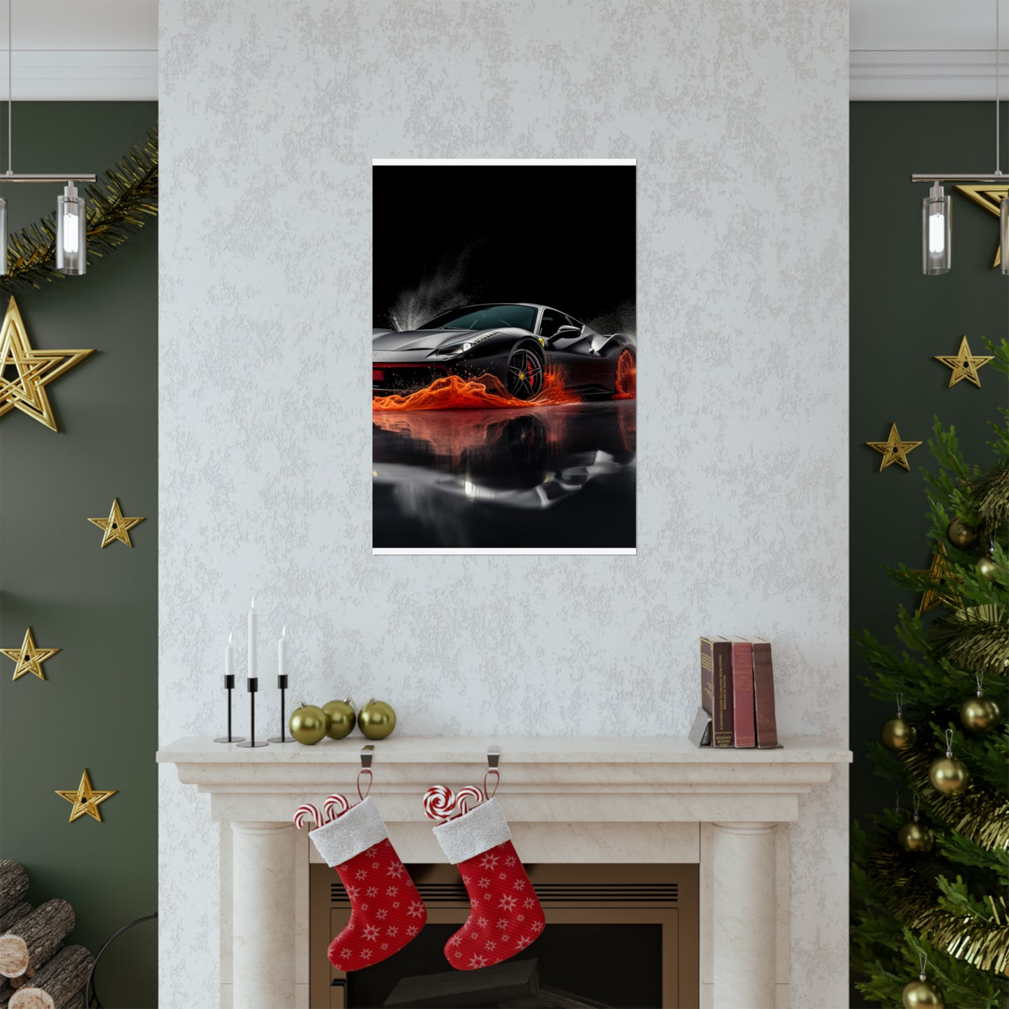 Premium Matte Vertical Posters Ferrari Water Splash 3