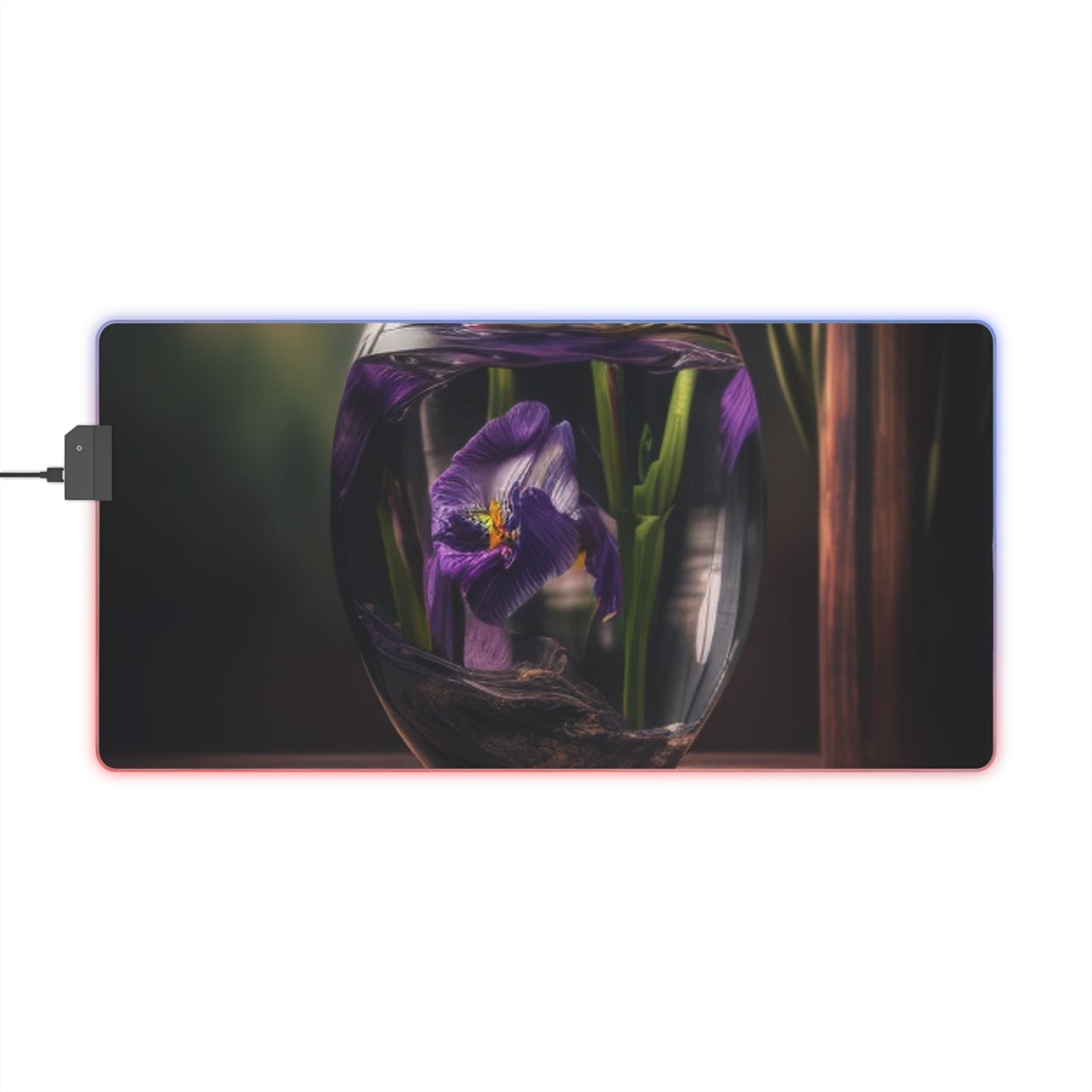 LED Gaming Mouse Pad Purple Iris in a vase 4