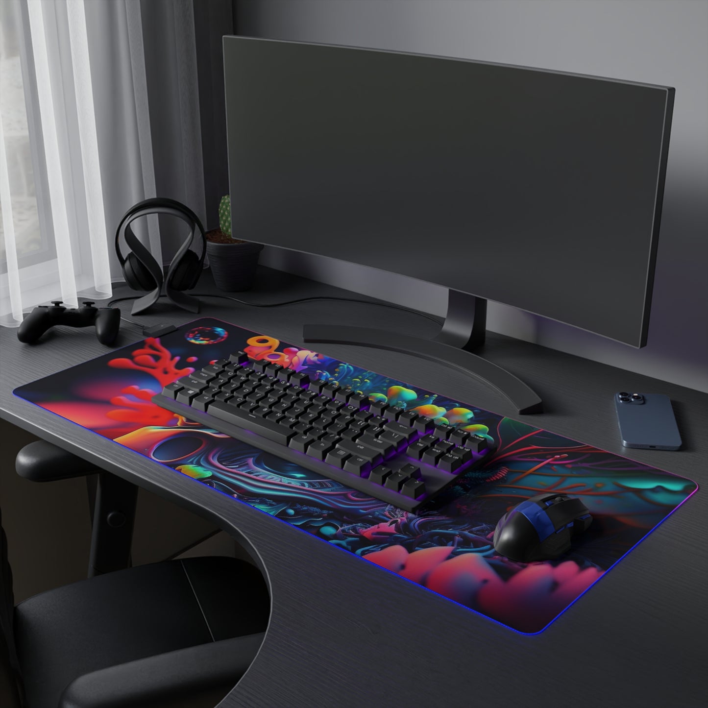 LED Gaming Mouse Pad Florescent Skull Death 2
