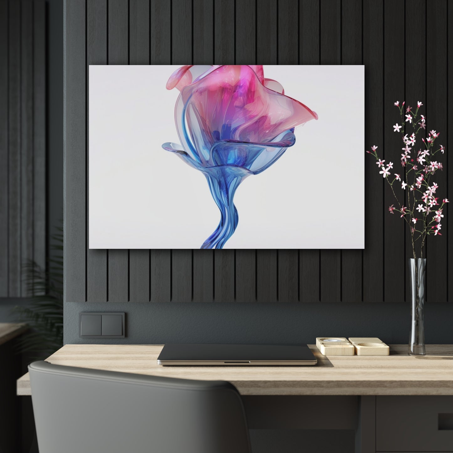 Acrylic Prints Pink & Blue Tulip Rose 4