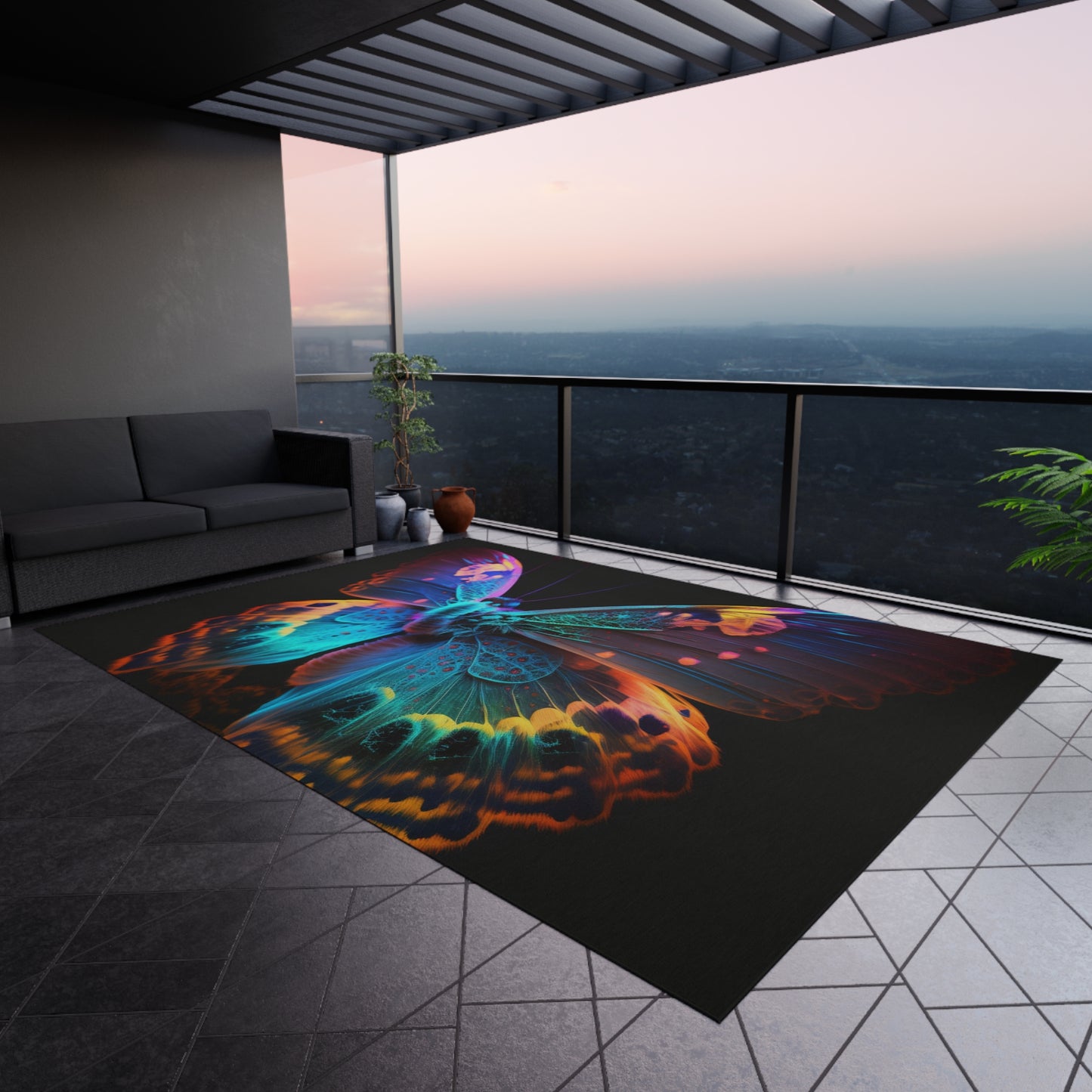 Outdoor Rug  Raw Hyper Color Butterfly 4