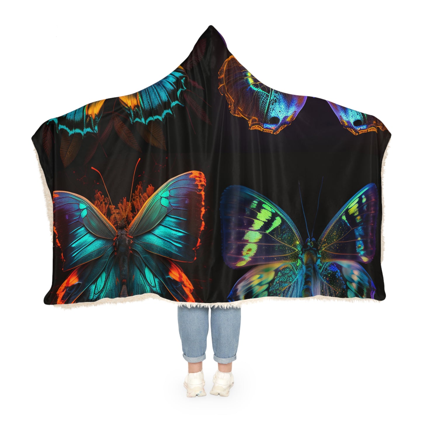 Snuggle Hooded Blanket Neon Butterfly Flair 5