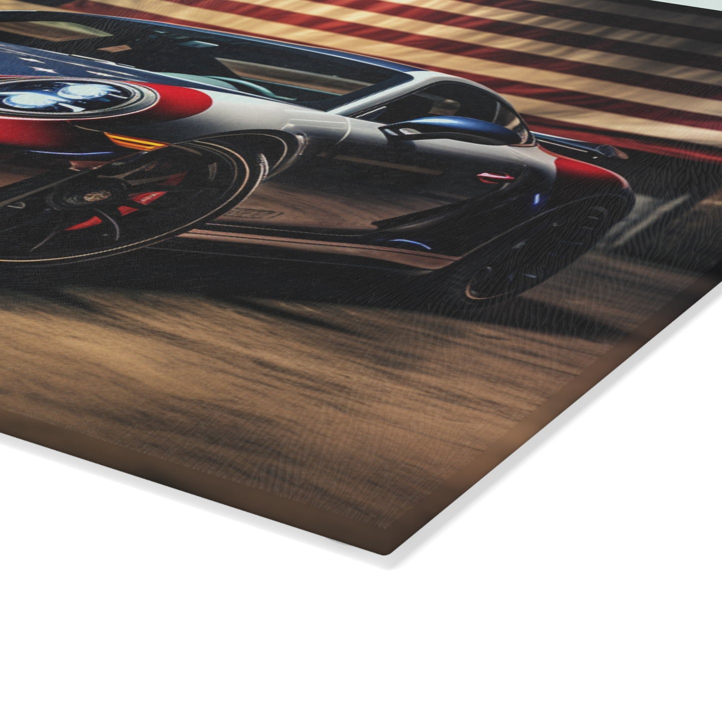 Glass Cutting Board American Flag Background Porsche 1