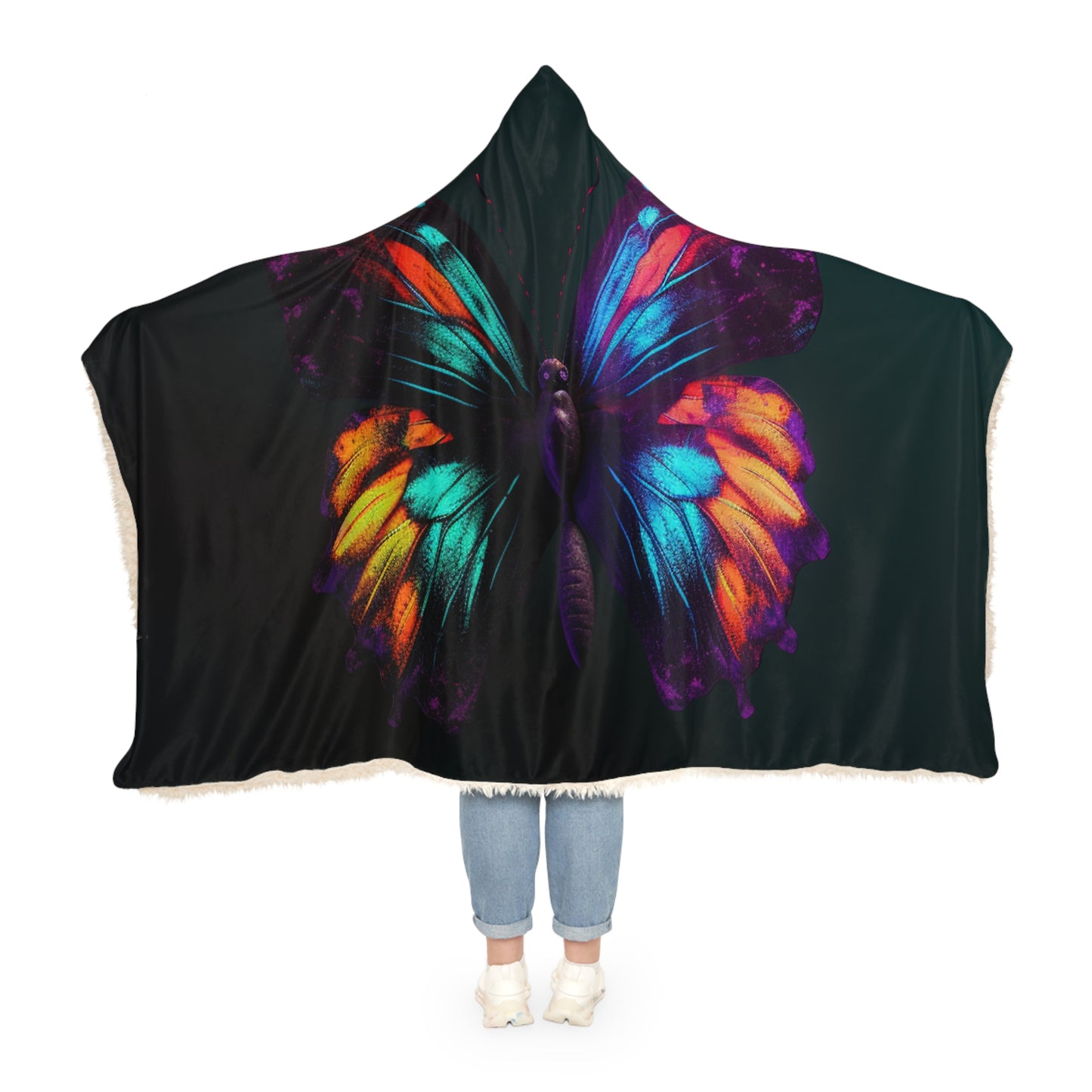 Snuggle Hooded Blanket Hyper Colorful Butterfly Purple 1