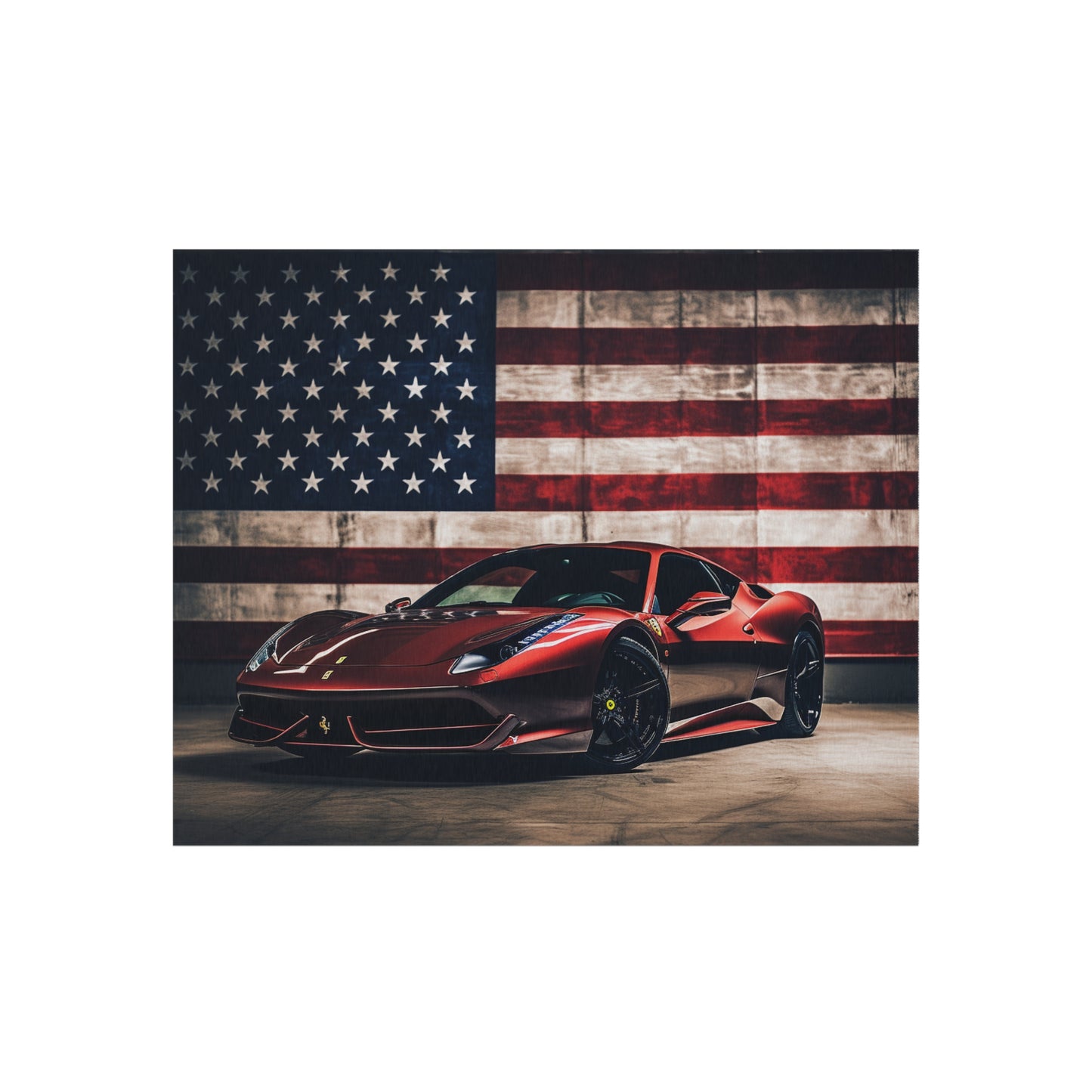 Outdoor Rug  American Flag Background Ferrari 4