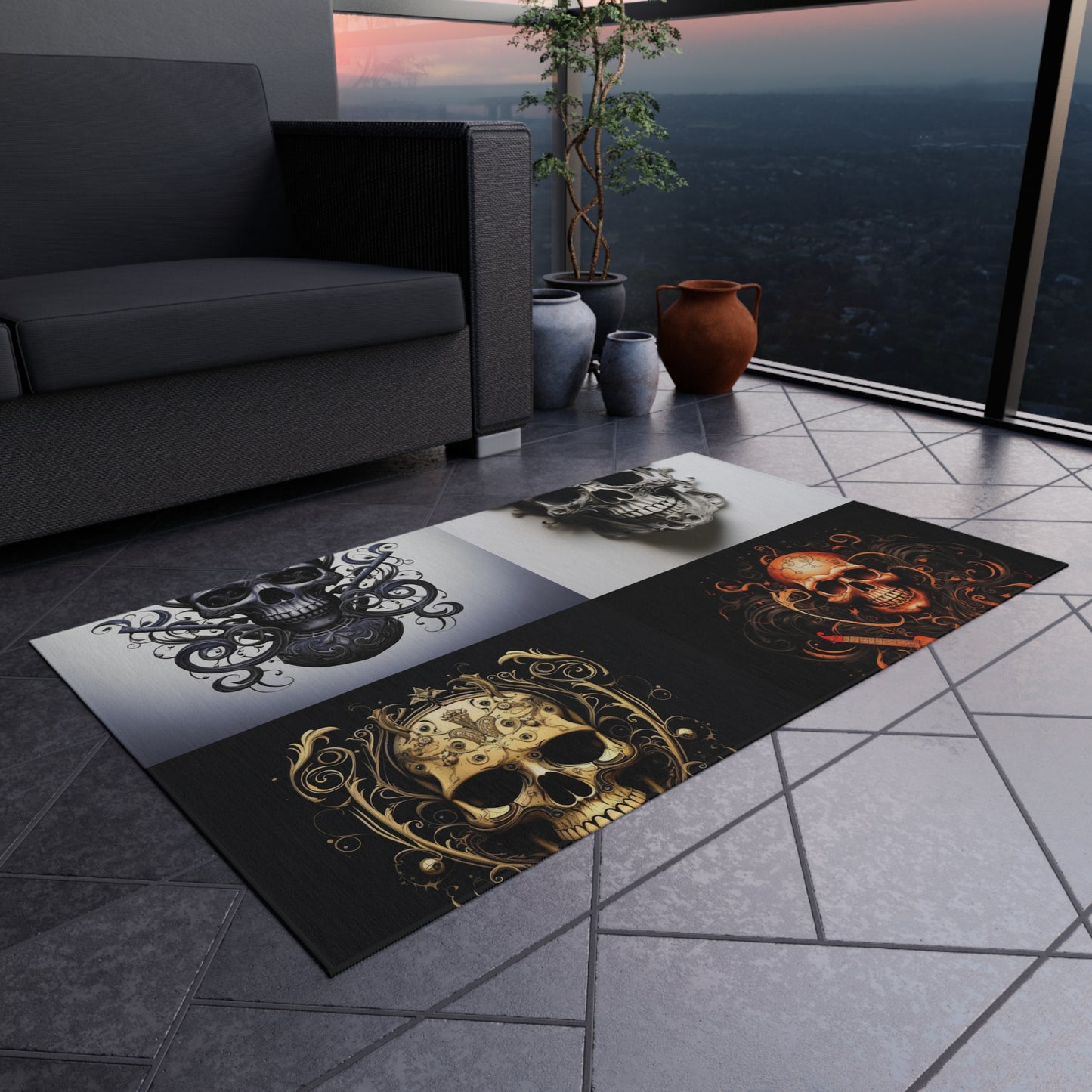 Outdoor Rug  Skull Treble Clef 5