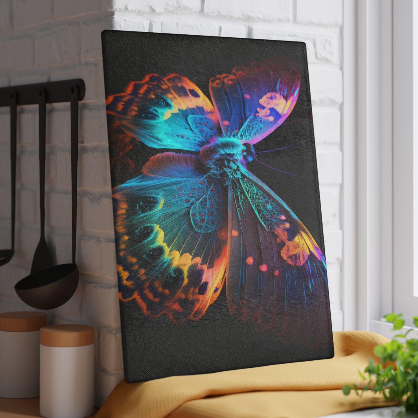 Glass Cutting Board Raw Hyper Color Butterfly 4