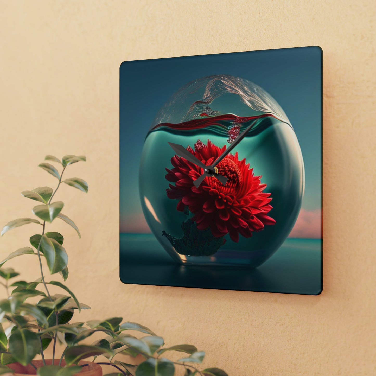 Acrylic Wall Clock Chrysanthemum 4