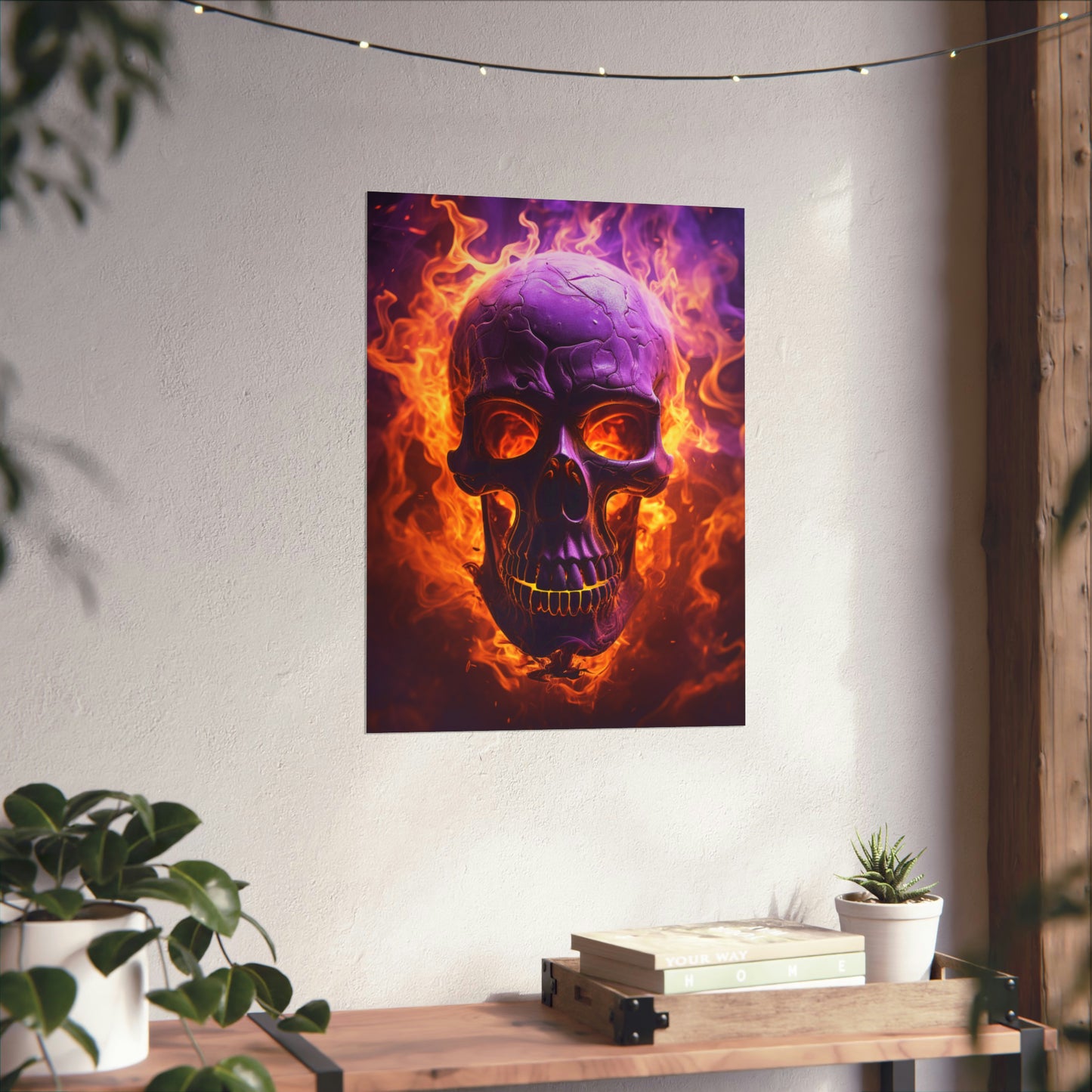 Premium Matte Vertical Posters Skull Flames 3