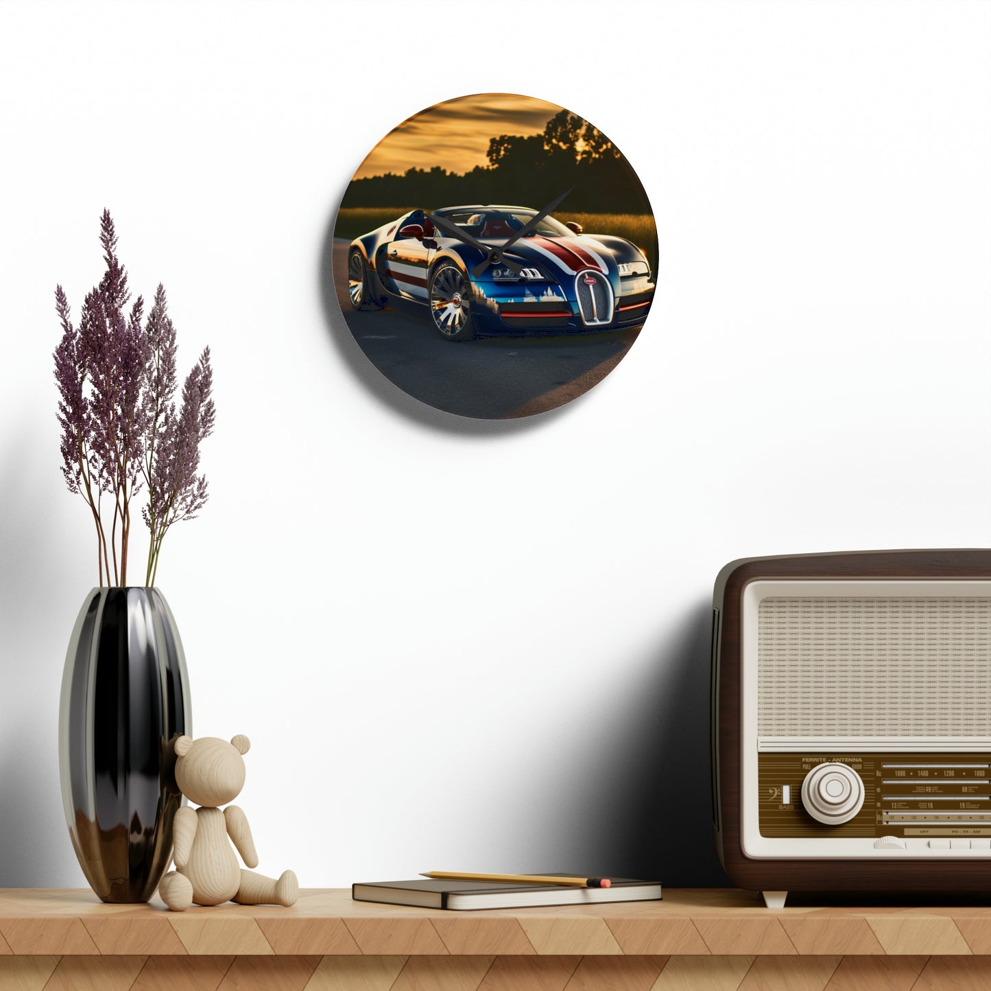 Acrylic Wall Clock Bugatti Flag American 3