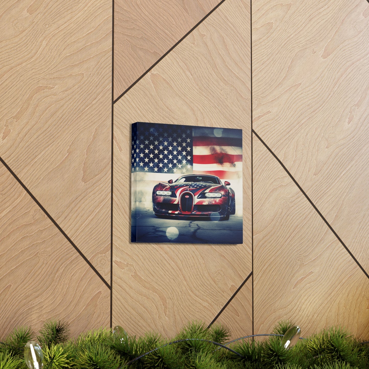 Canvas Gallery Wraps Abstract American Flag Background Bugatti 1