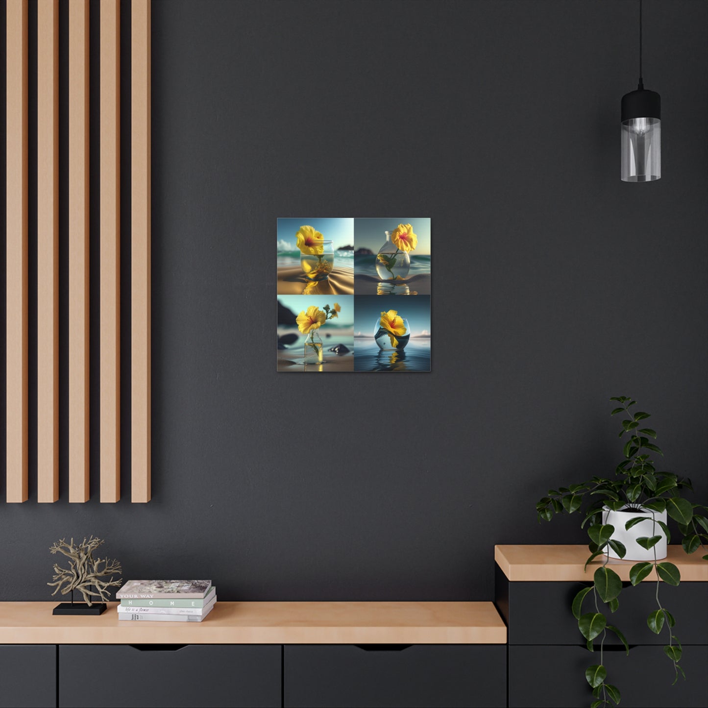 Canvas Gallery Wraps Yellow Hibiscus glass 5