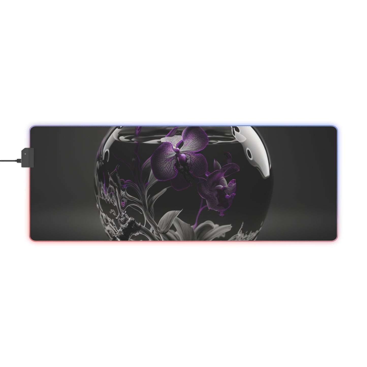 LED Gaming Mouse Pad Purple Orchid Glass vase 3