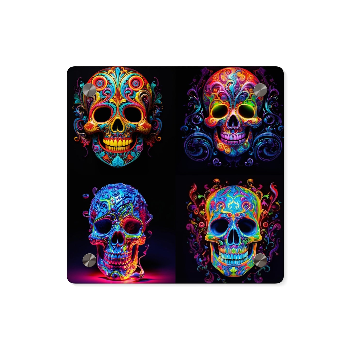 Acrylic Wall Art Panels Macro Skull Color 5