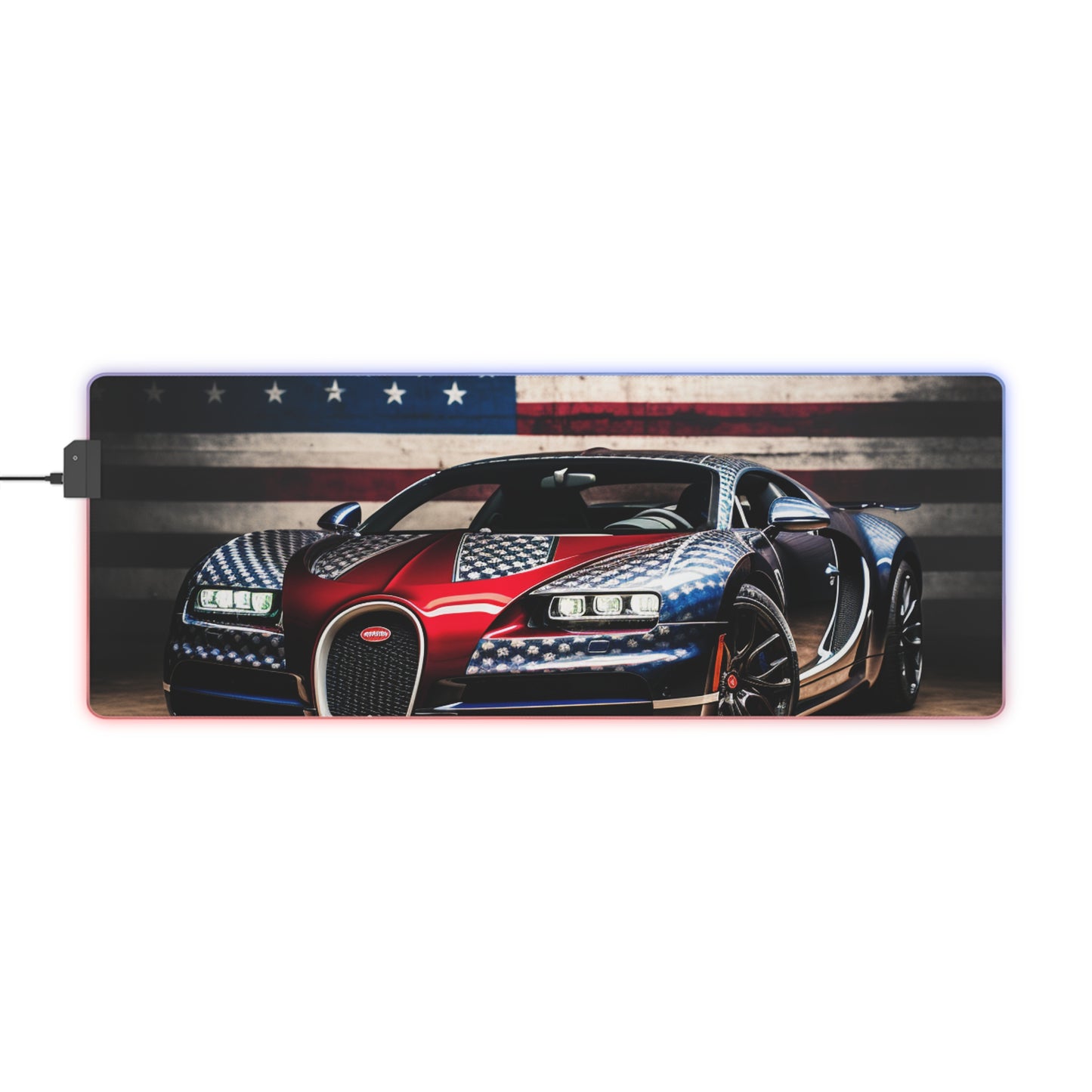 LED Gaming Mouse Pad Bugatti American Flag 1