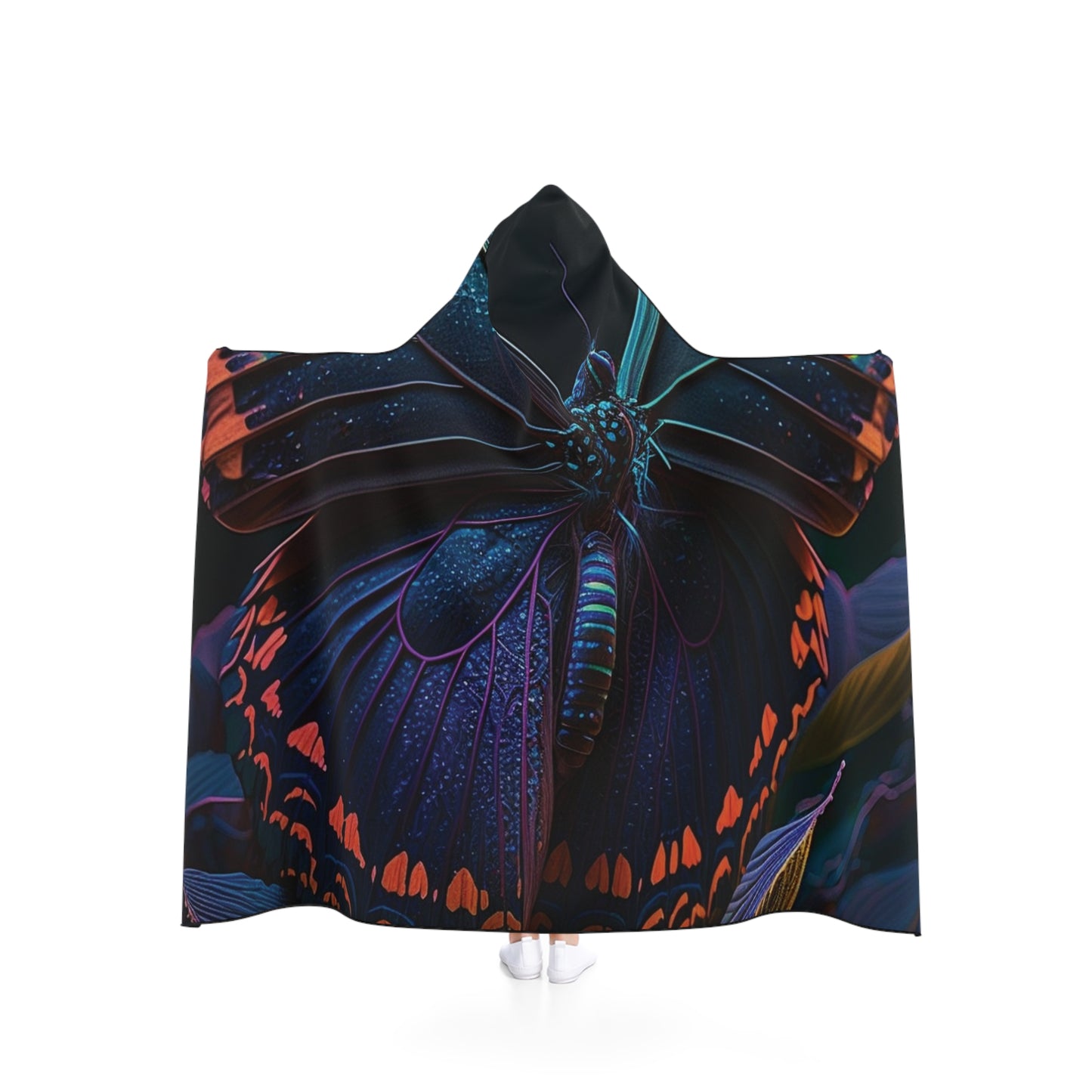 Hooded Blanket Hue Neon Butterfly 3