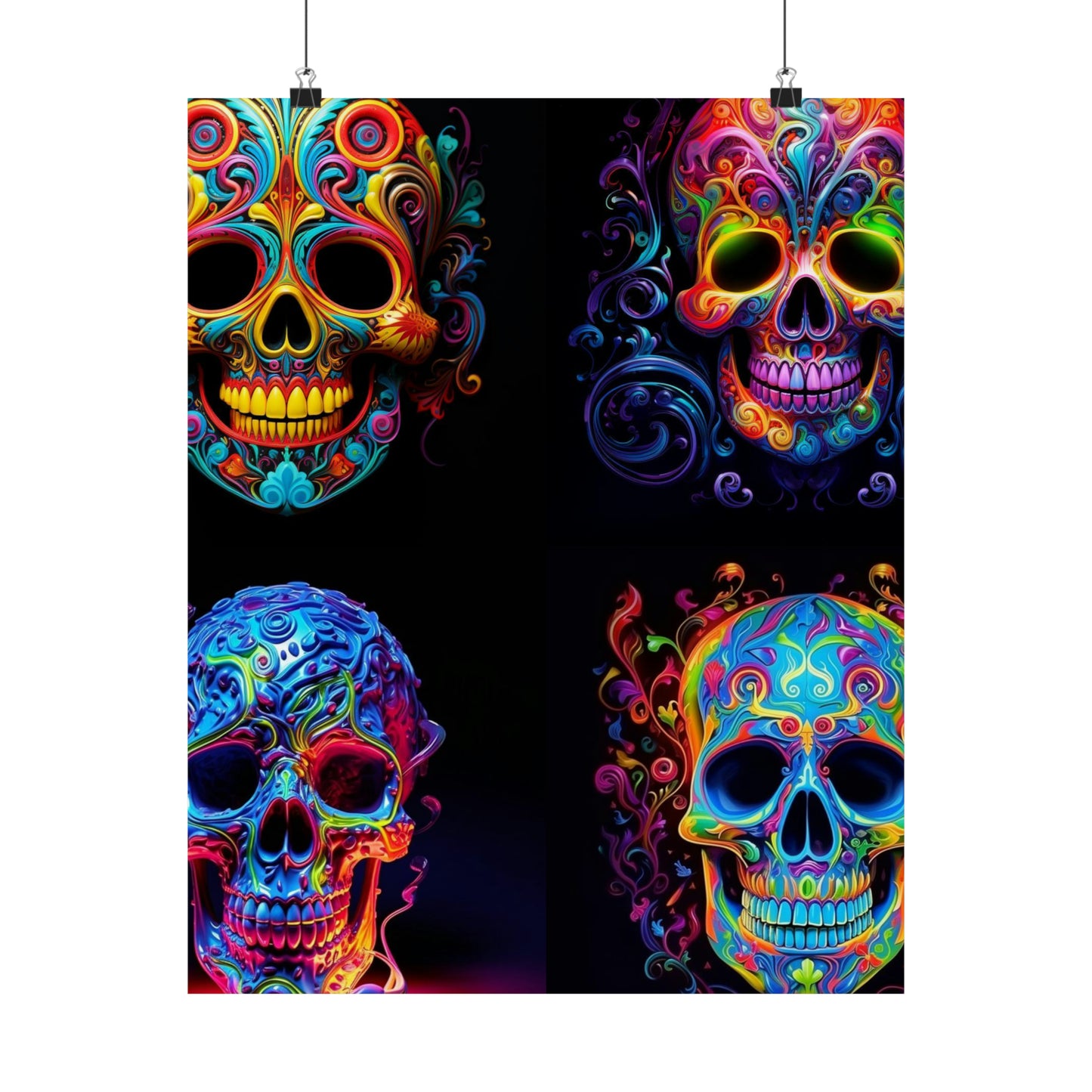 Premium Matte Vertical Posters Macro Skull Color 5