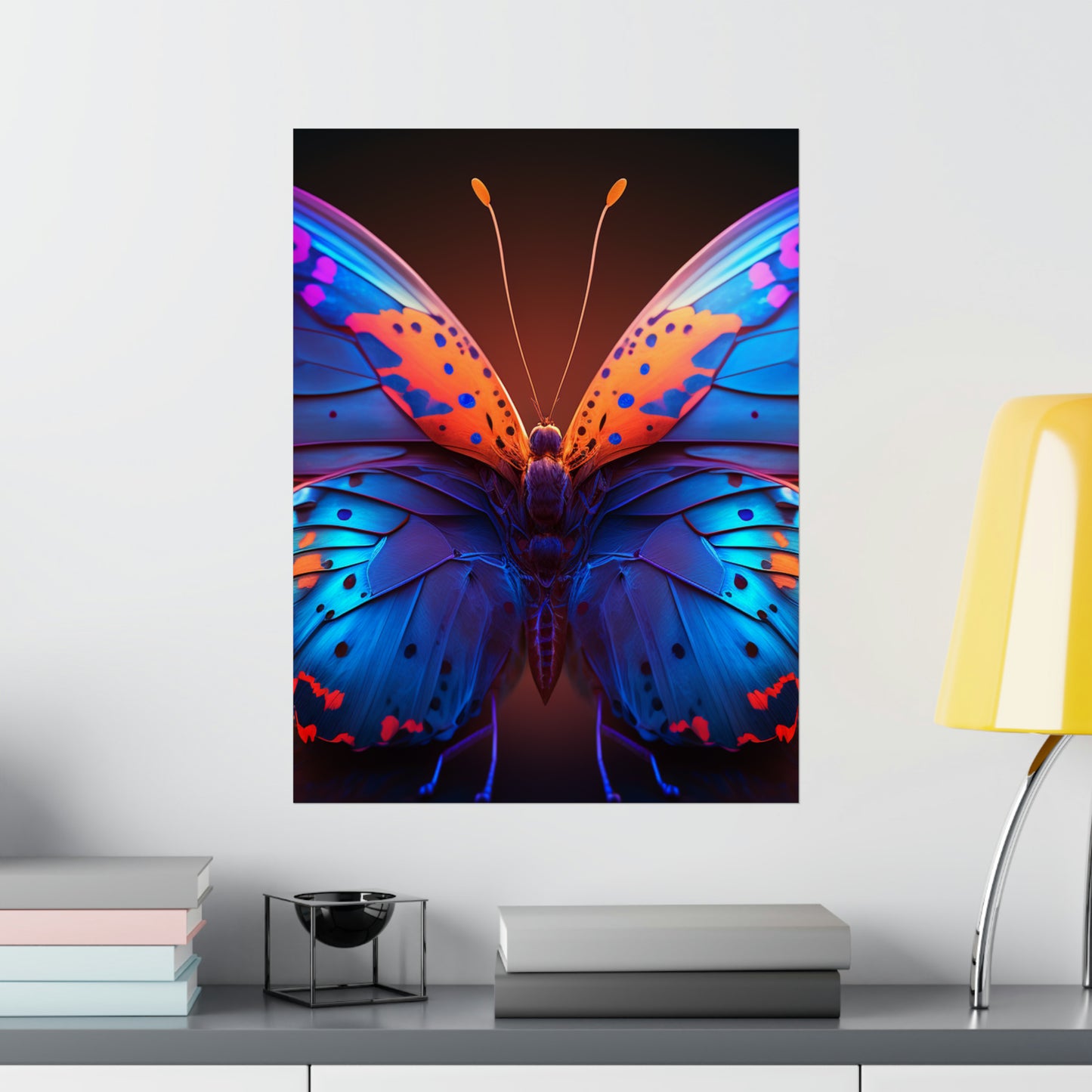 Premium Matte Vertical Posters Neon Butterfly Macro 3