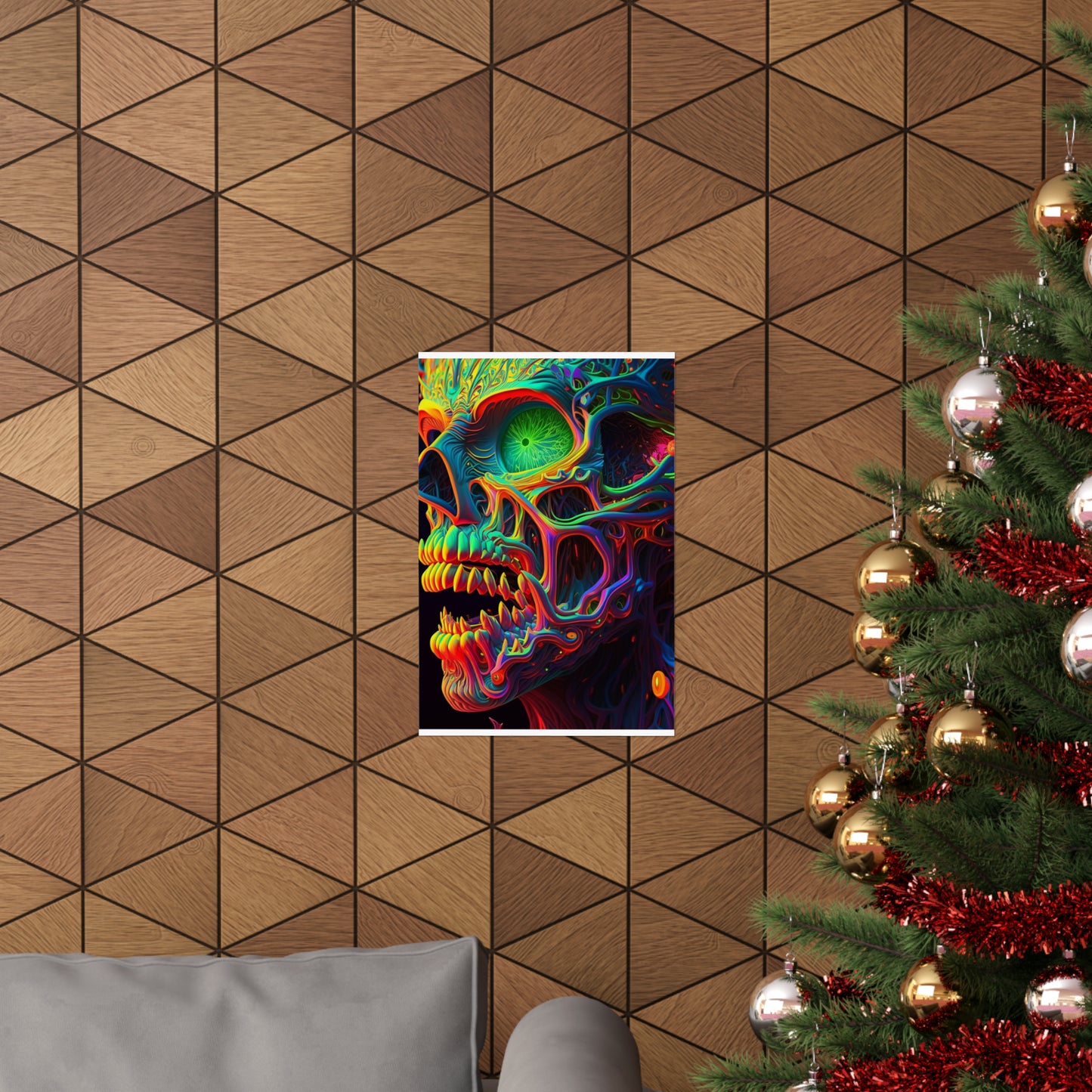 Premium Matte Vertical Posters Florescent Skull Death 1