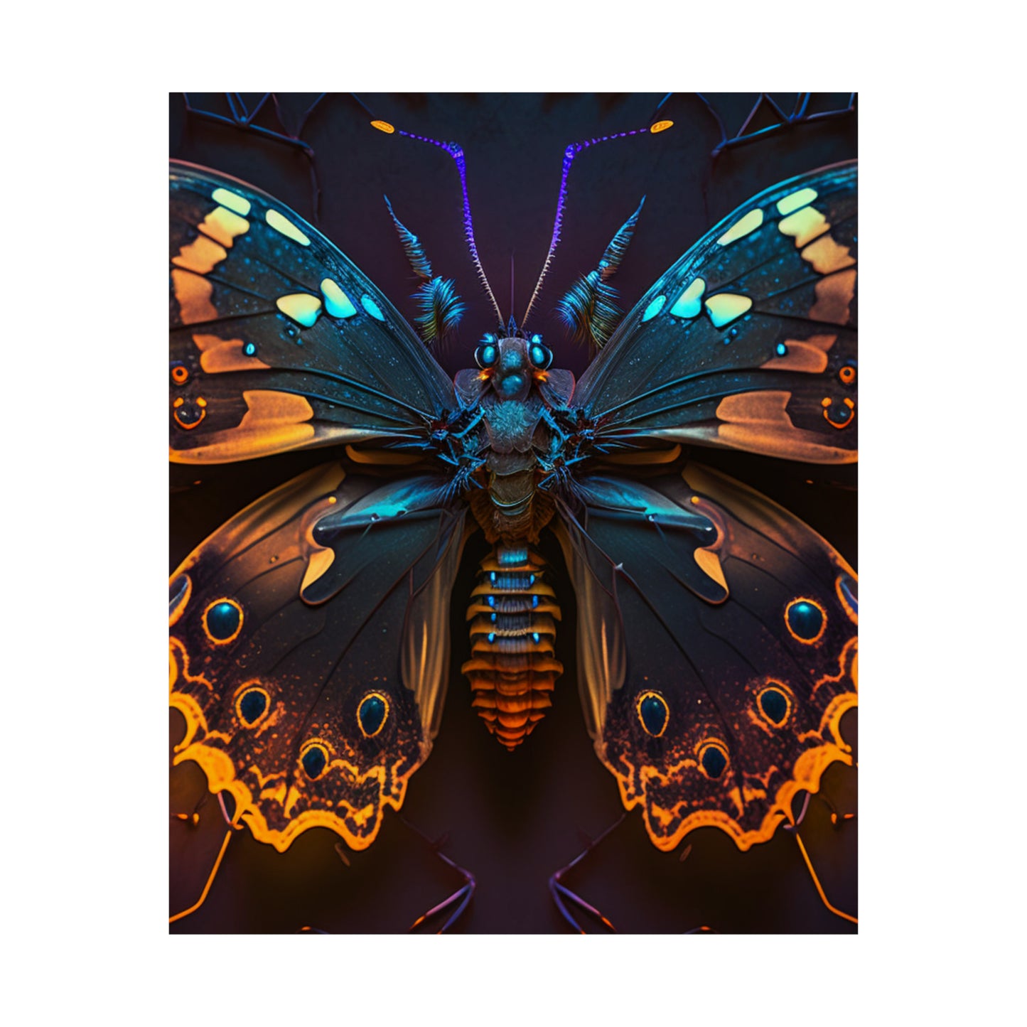 Premium Matte Vertical Posters Neon Hue Butterfly 2