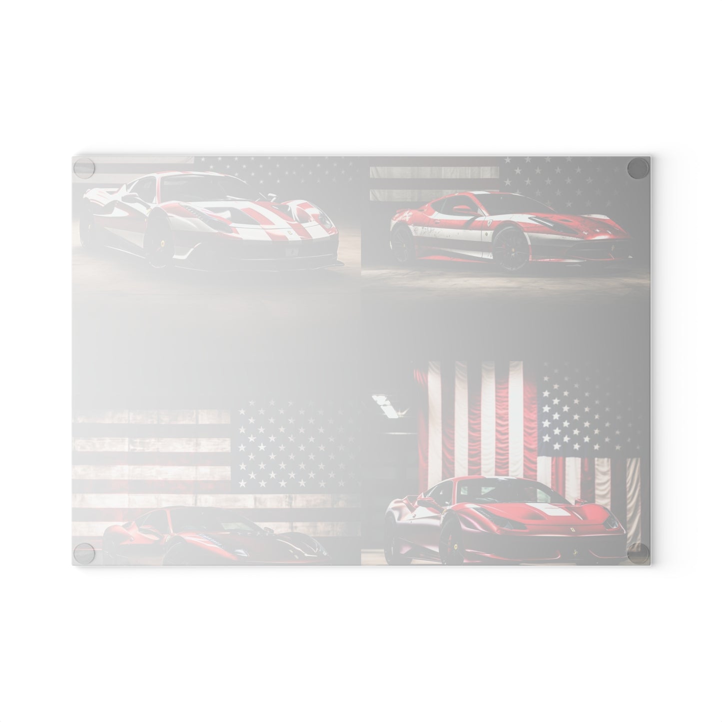 Glass Cutting Board American Flag Background Ferrari 5