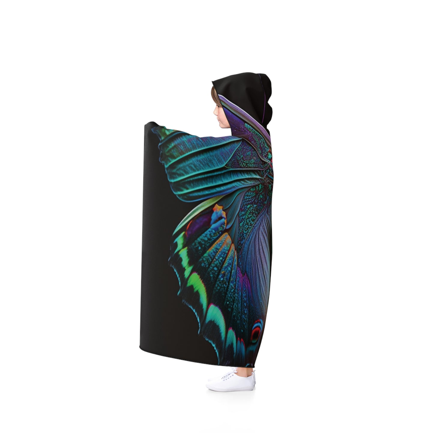 Hooded Blanket Hue Neon Butterfly 4