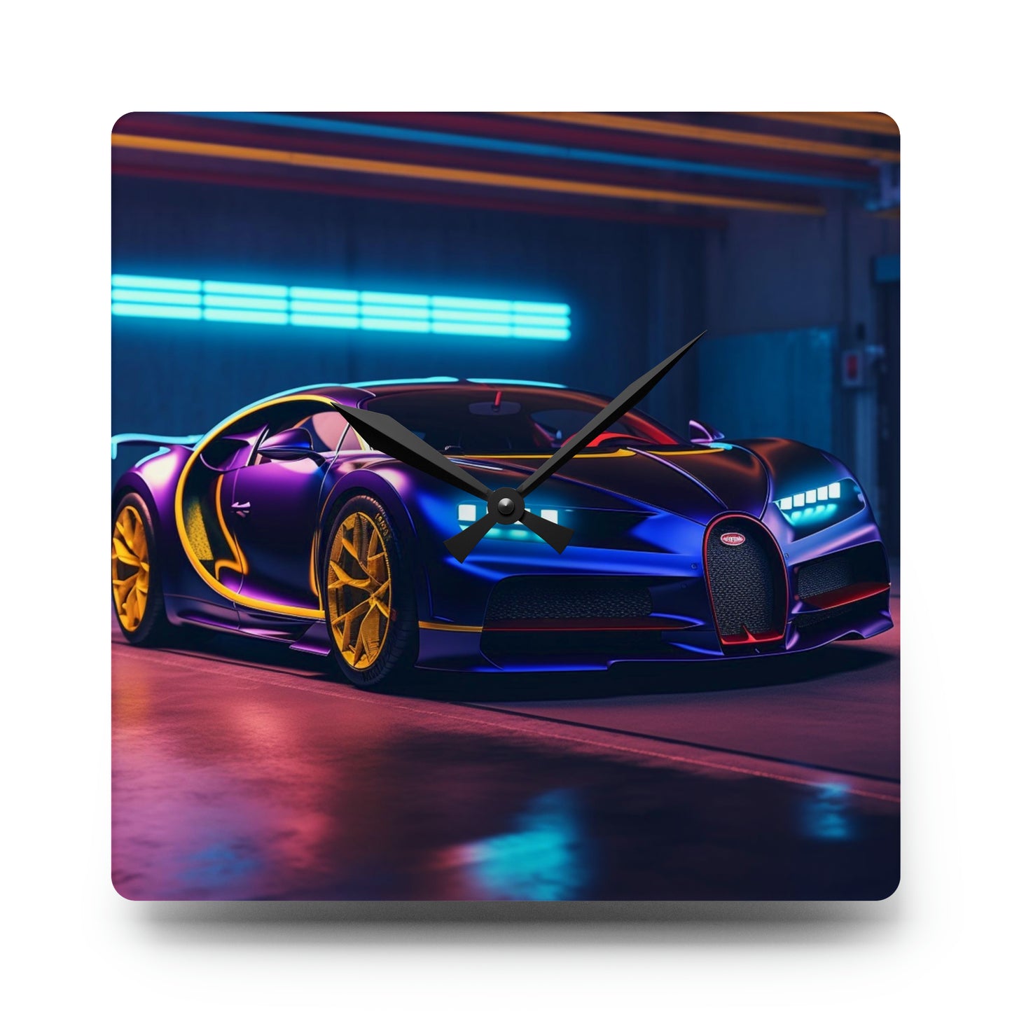 Acrylic Wall Clock Hyper Bugatti Neon Chiron 4