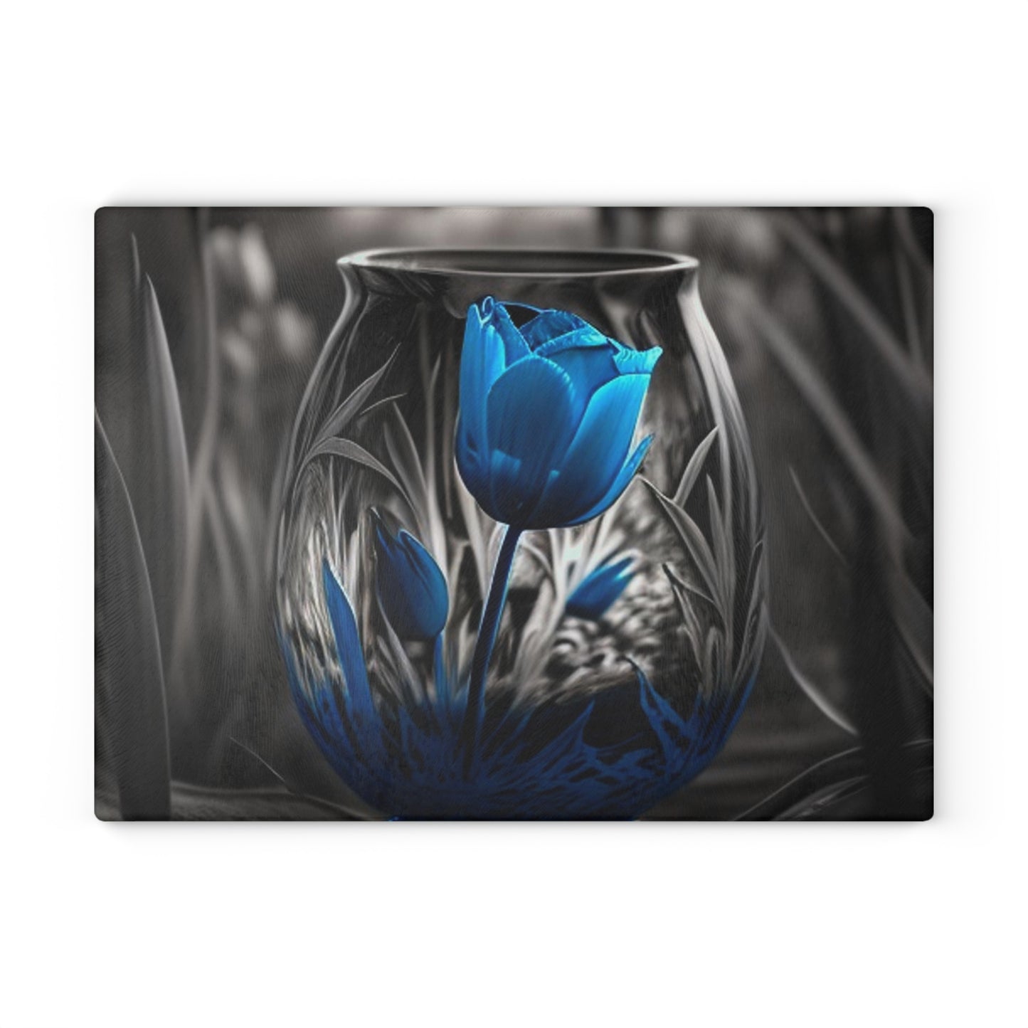 Glass Cutting Board Tulip Blue 3