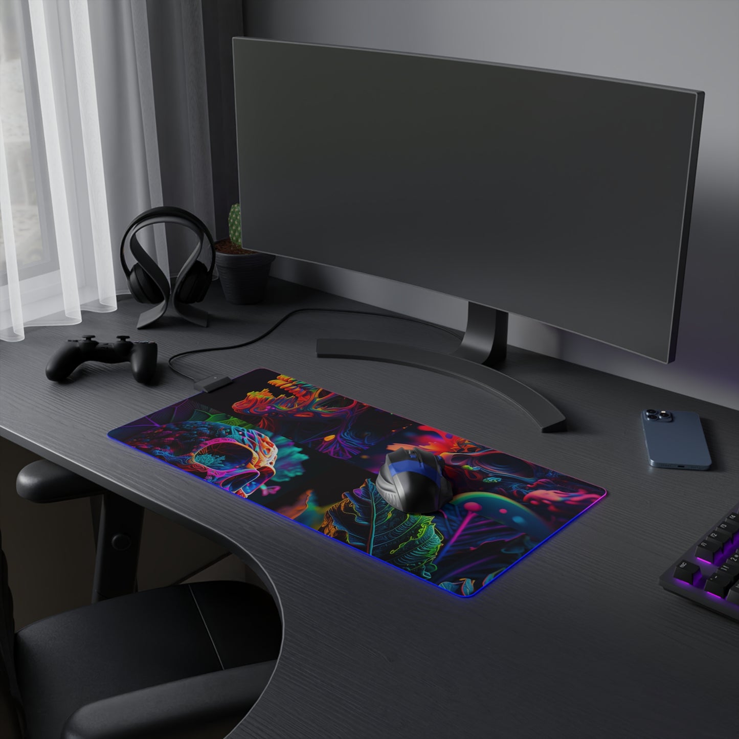 LED Gaming Mouse Pad Florescent Skull Death 5