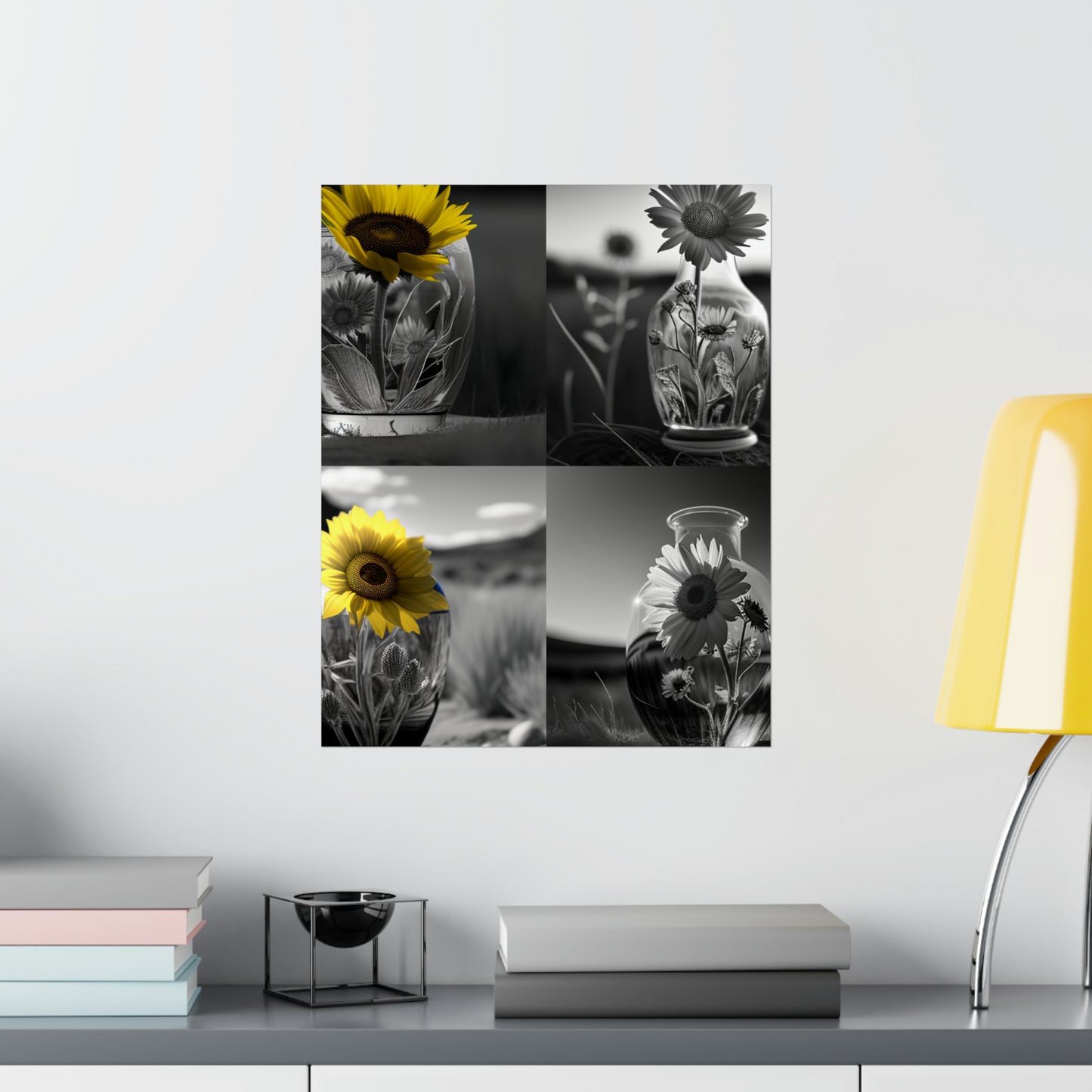 Premium Matte Vertical Posters Yellw Sunflower in a vase 5