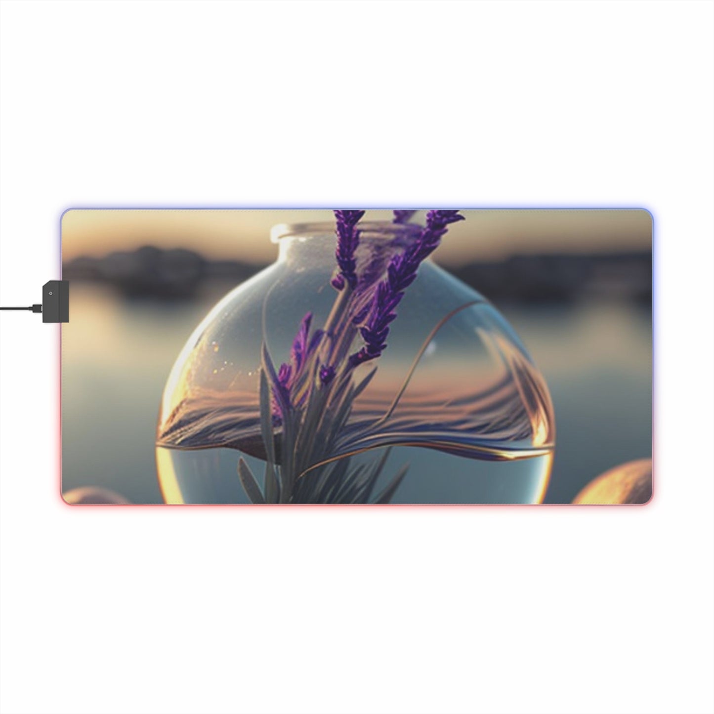 LED Gaming Mouse Pad Lavender in a vase 3