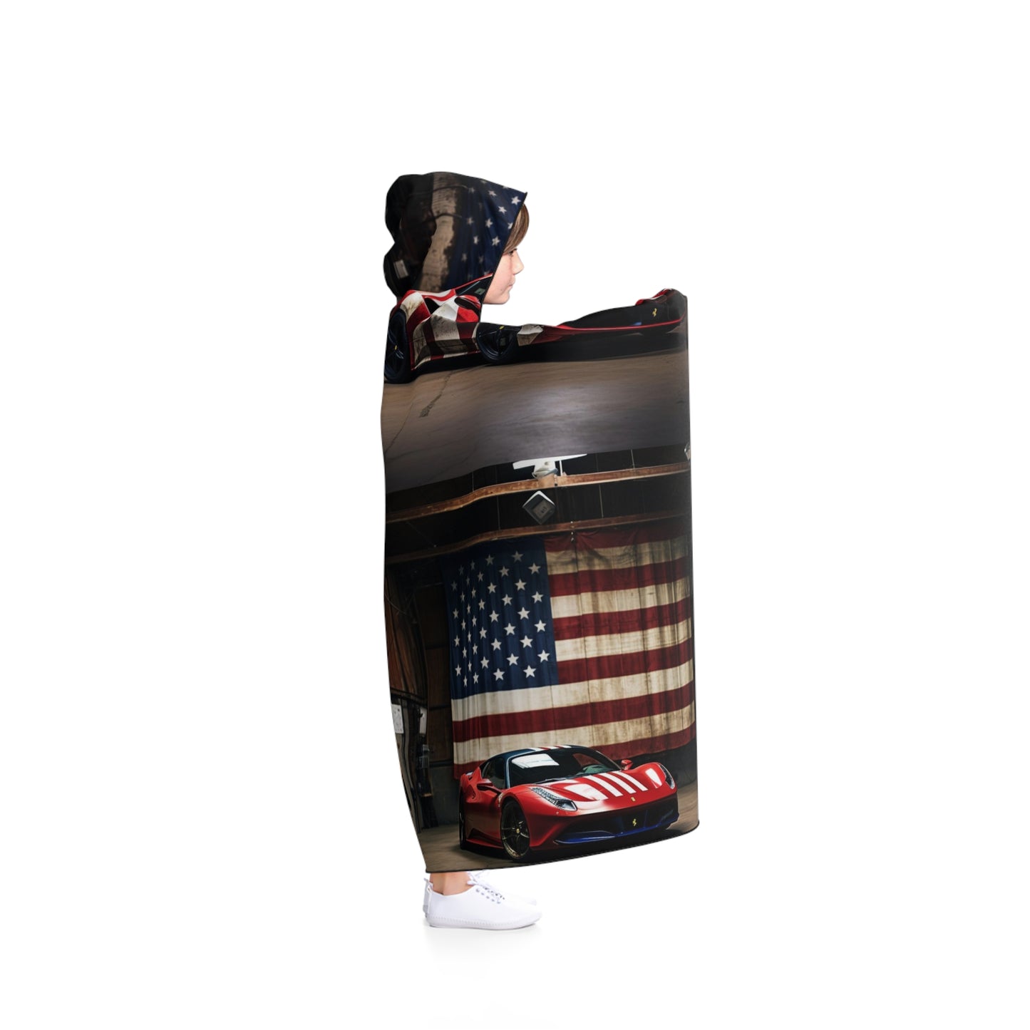 Hooded Blanket American Flag Farrari 5