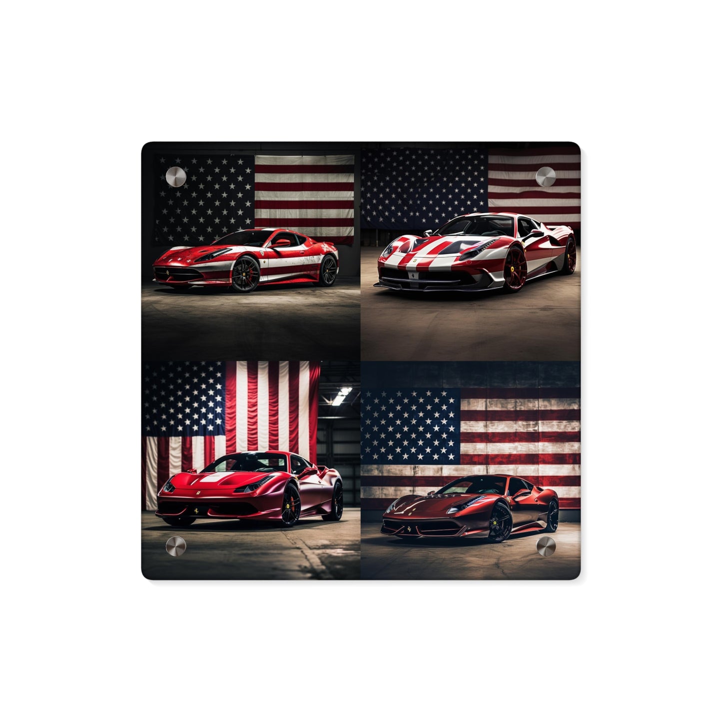 Acrylic Wall Art Panels American Flag Background Ferrari 5