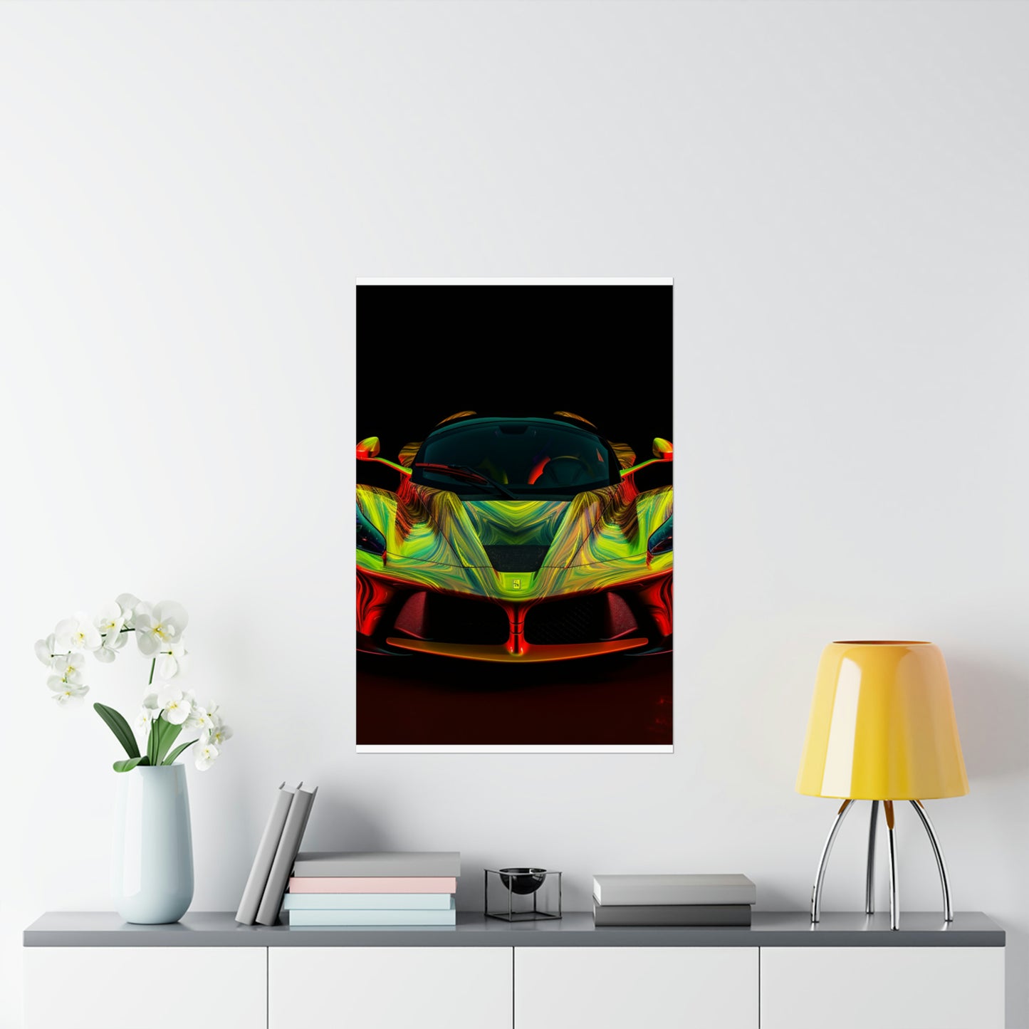 Premium Matte Vertical Posters Ferrari Neon 1