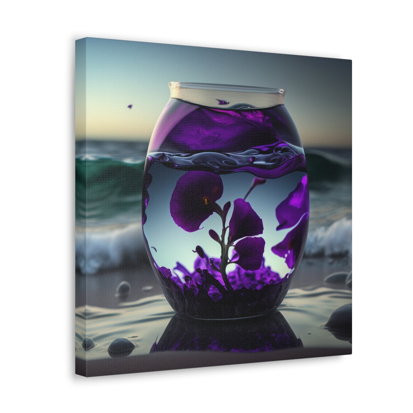 Canvas Gallery Wraps Purple Sweet pea in a vase 4