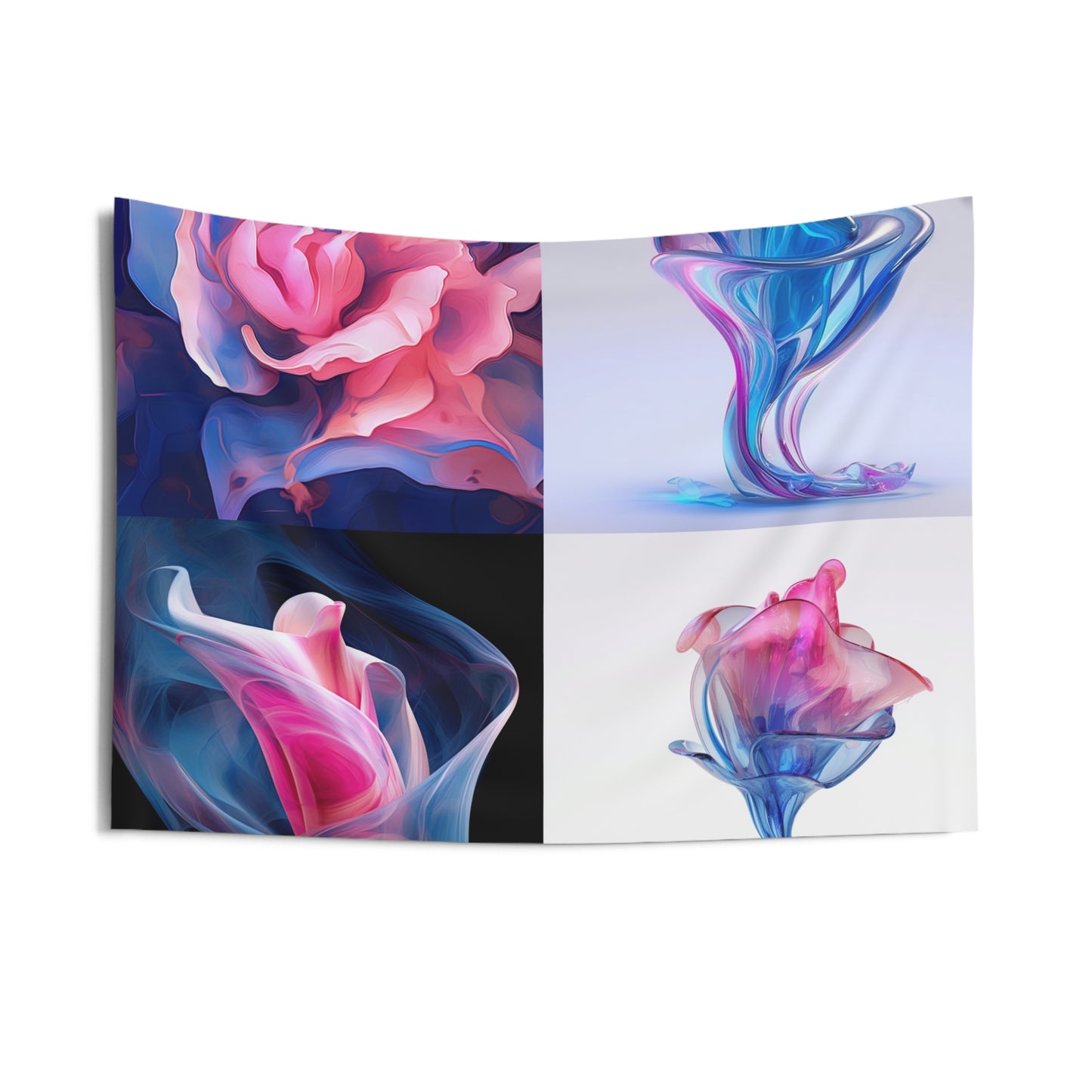 Indoor Wall Tapestries Pink & Blue Tulip Rose 5