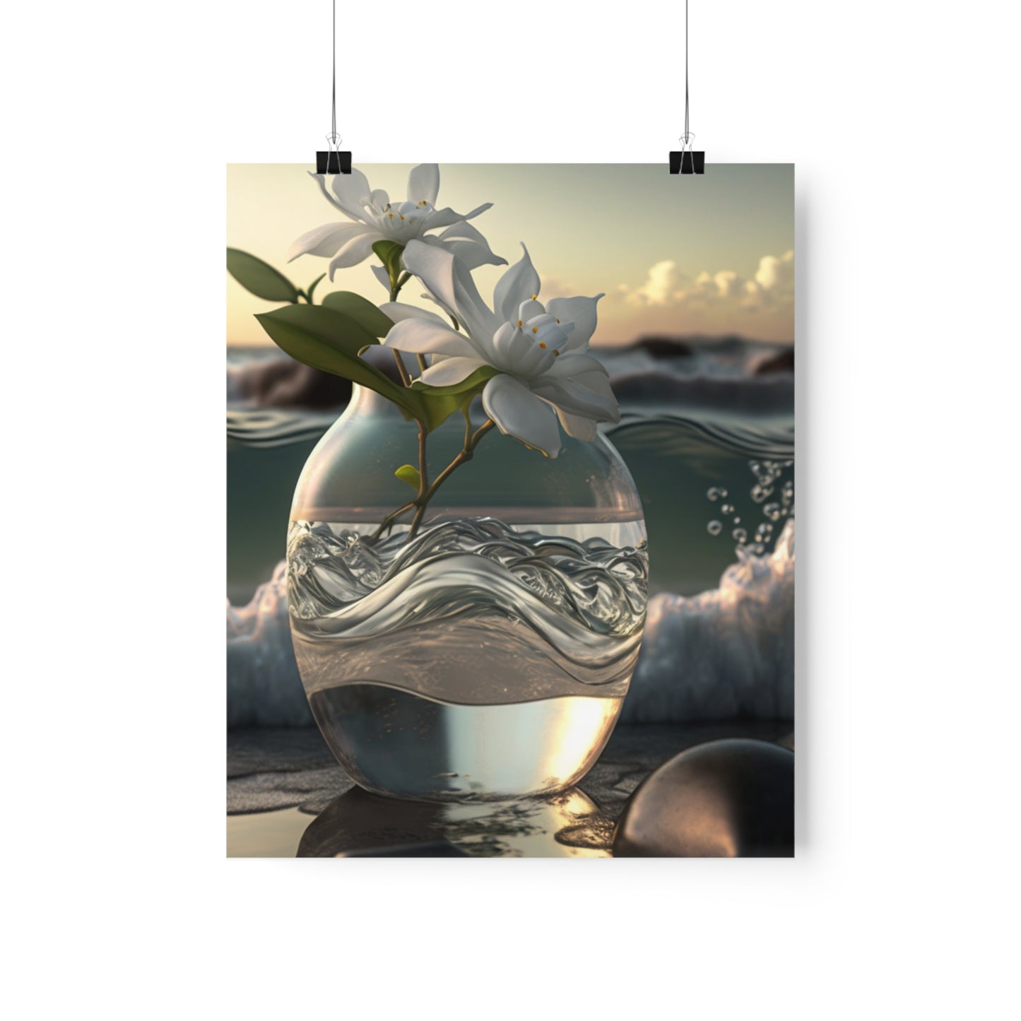 Premium Matte Vertical Posters Jasmine glass vase 2