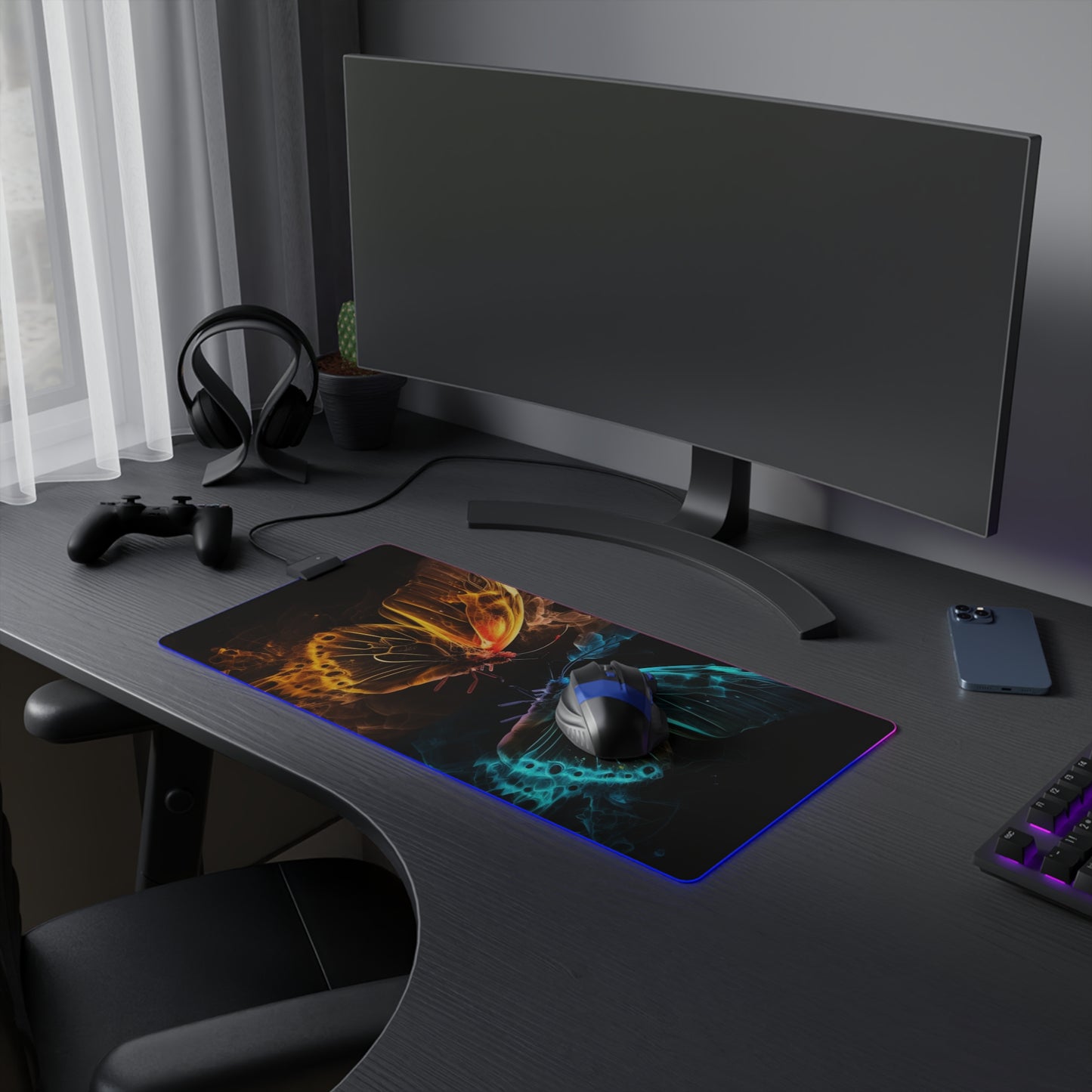 LED Gaming Mouse Pad Kiss Neon Butterfly 8