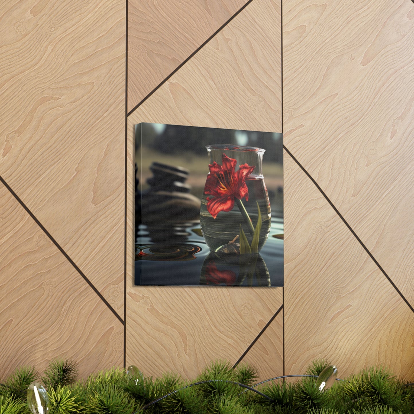 Canvas Gallery Wraps Red Lily in a Glass vase 4