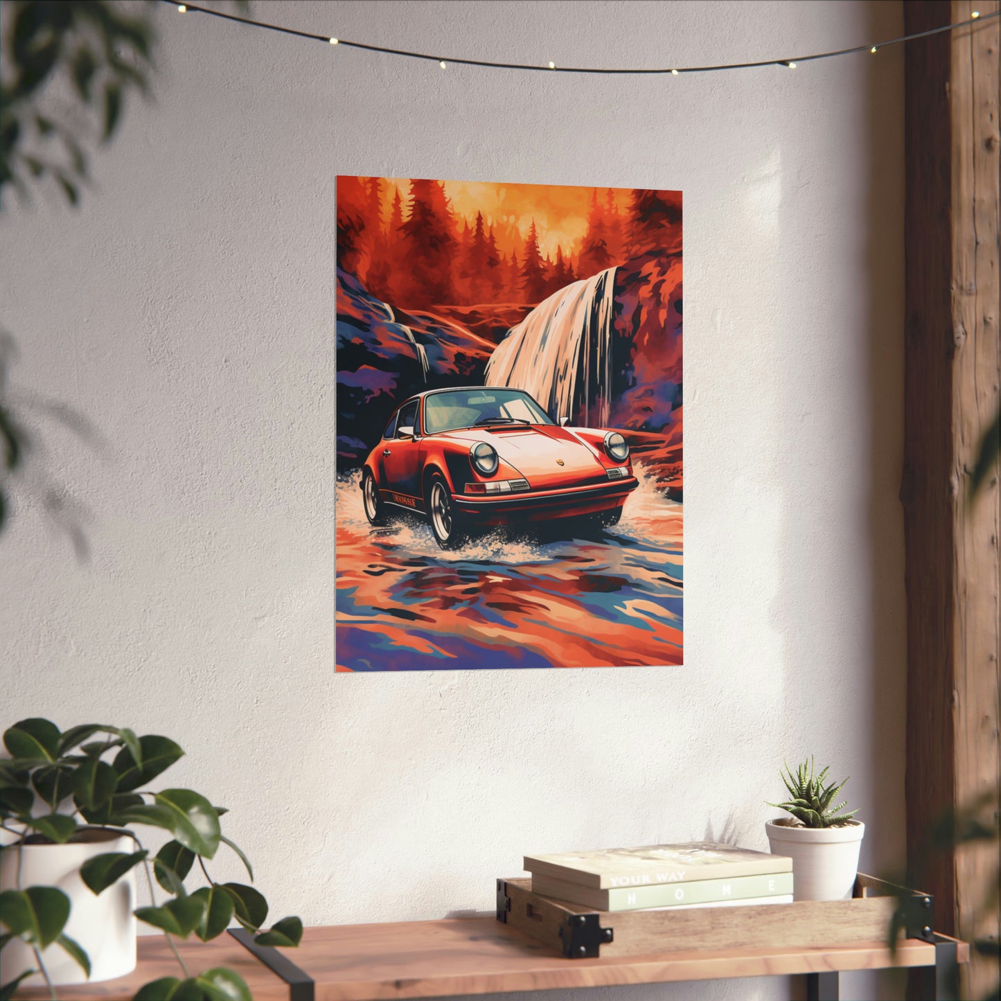 Premium Matte Vertical Posters American Flag Porsche Abstract 4