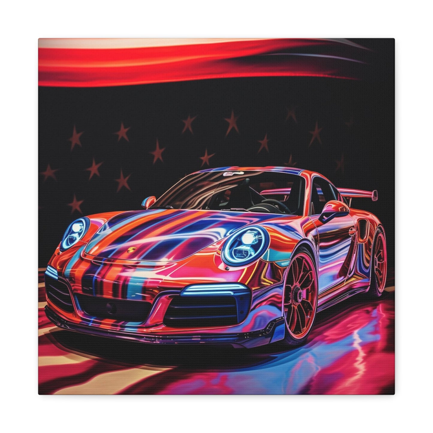 Canvas Gallery Wraps American Flag Colored Porsche 2