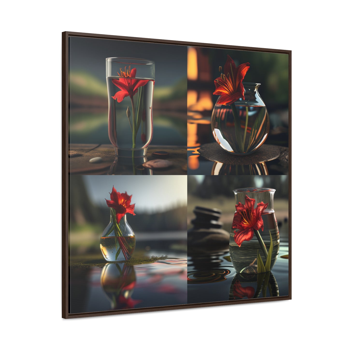 Gallery Canvas Wraps, Square Frame Red Lily in a Glass vase 5