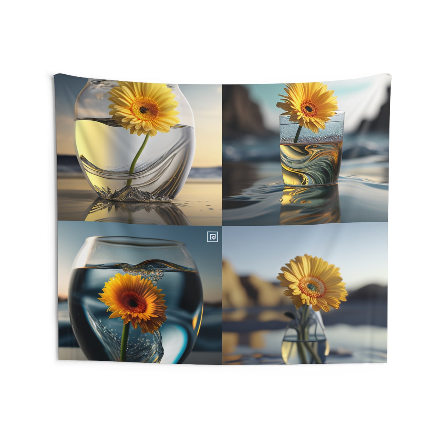 Indoor Wall Tapestries yello Gerbera glass 5