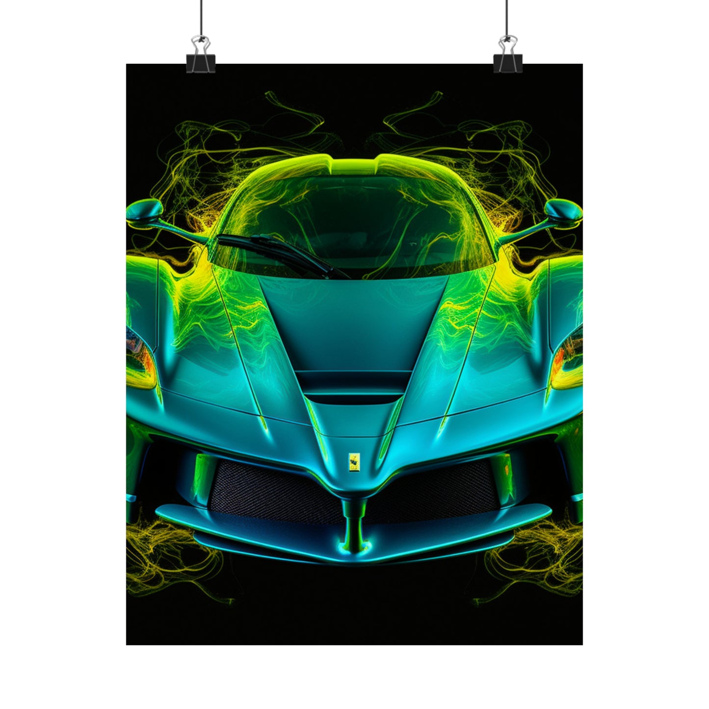 Premium Matte Vertical Posters Ferrari Neon 2