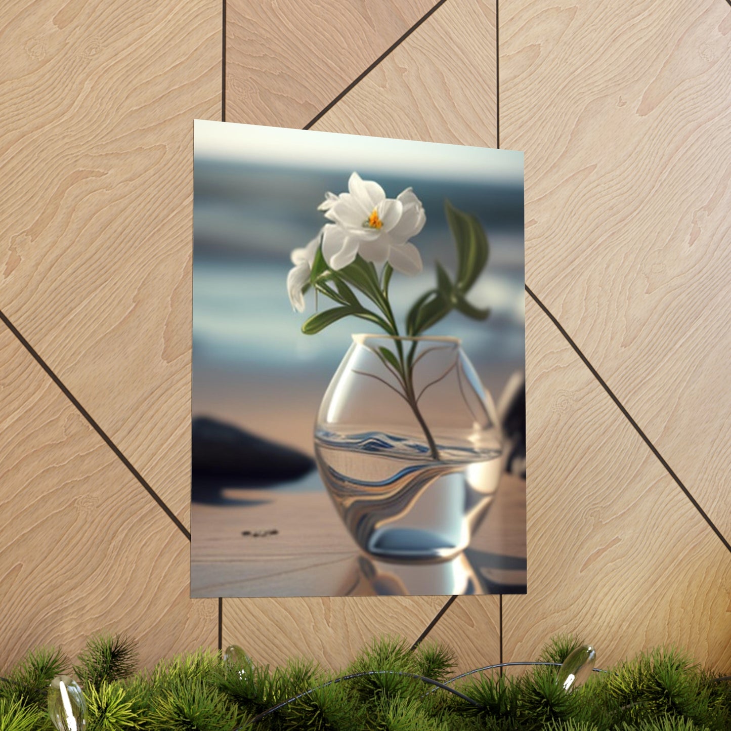 Premium Matte Vertical Posters Jasmine glass vase 3