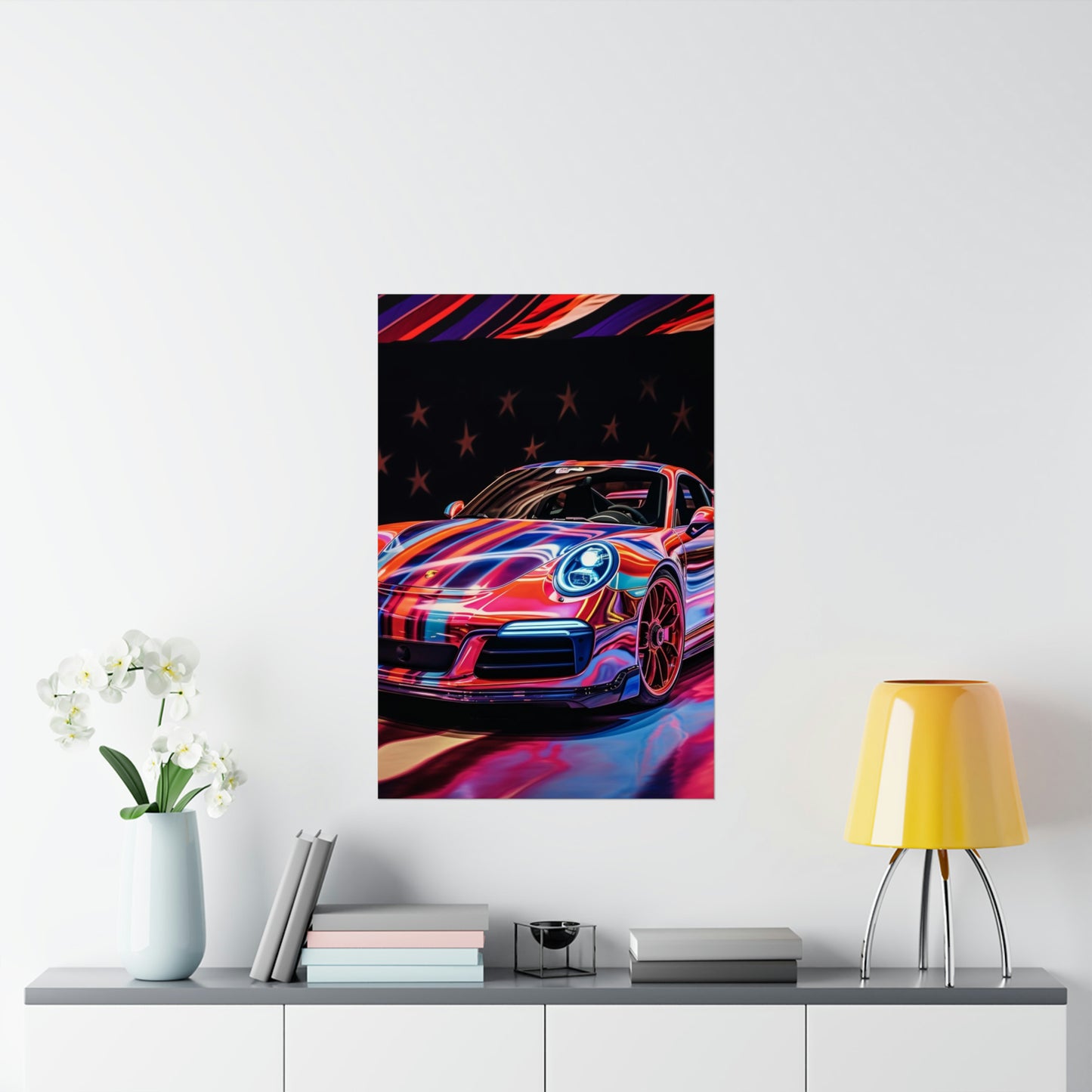 Premium Matte Vertical Posters American Flag Colored Porsche 4