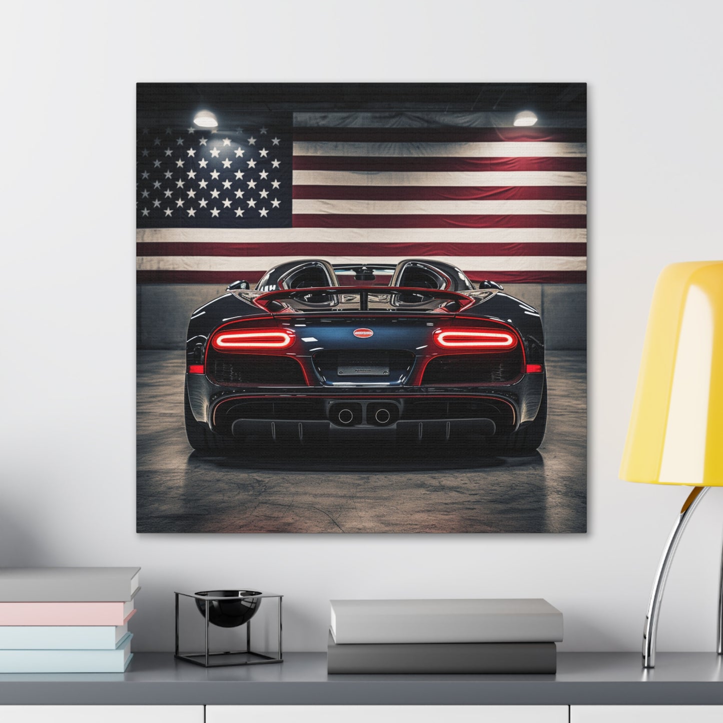 Canvas Gallery Wraps American Flag Background Bugatti 4