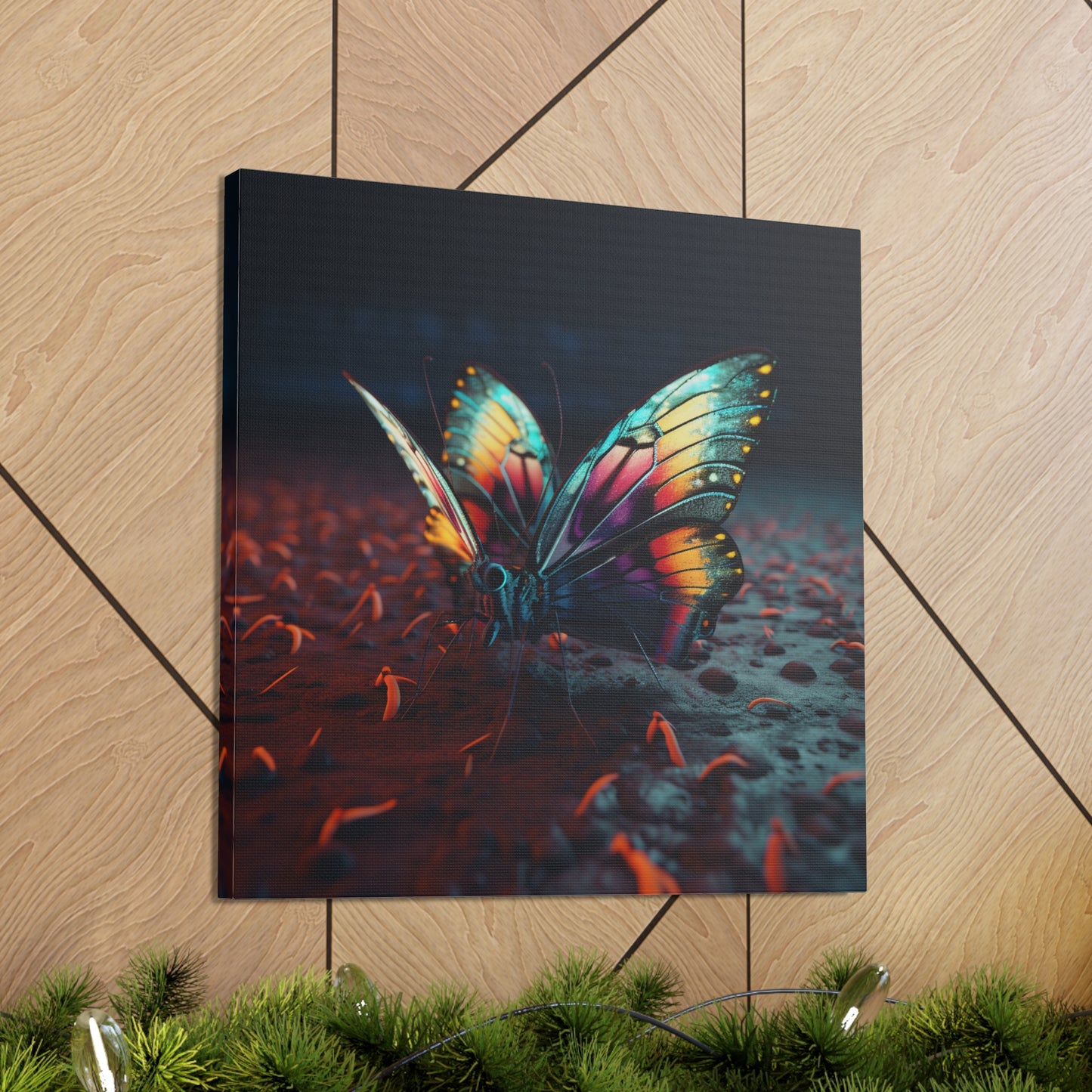 Canvas Gallery Wraps Hyper Colorful Butterfly Macro 1